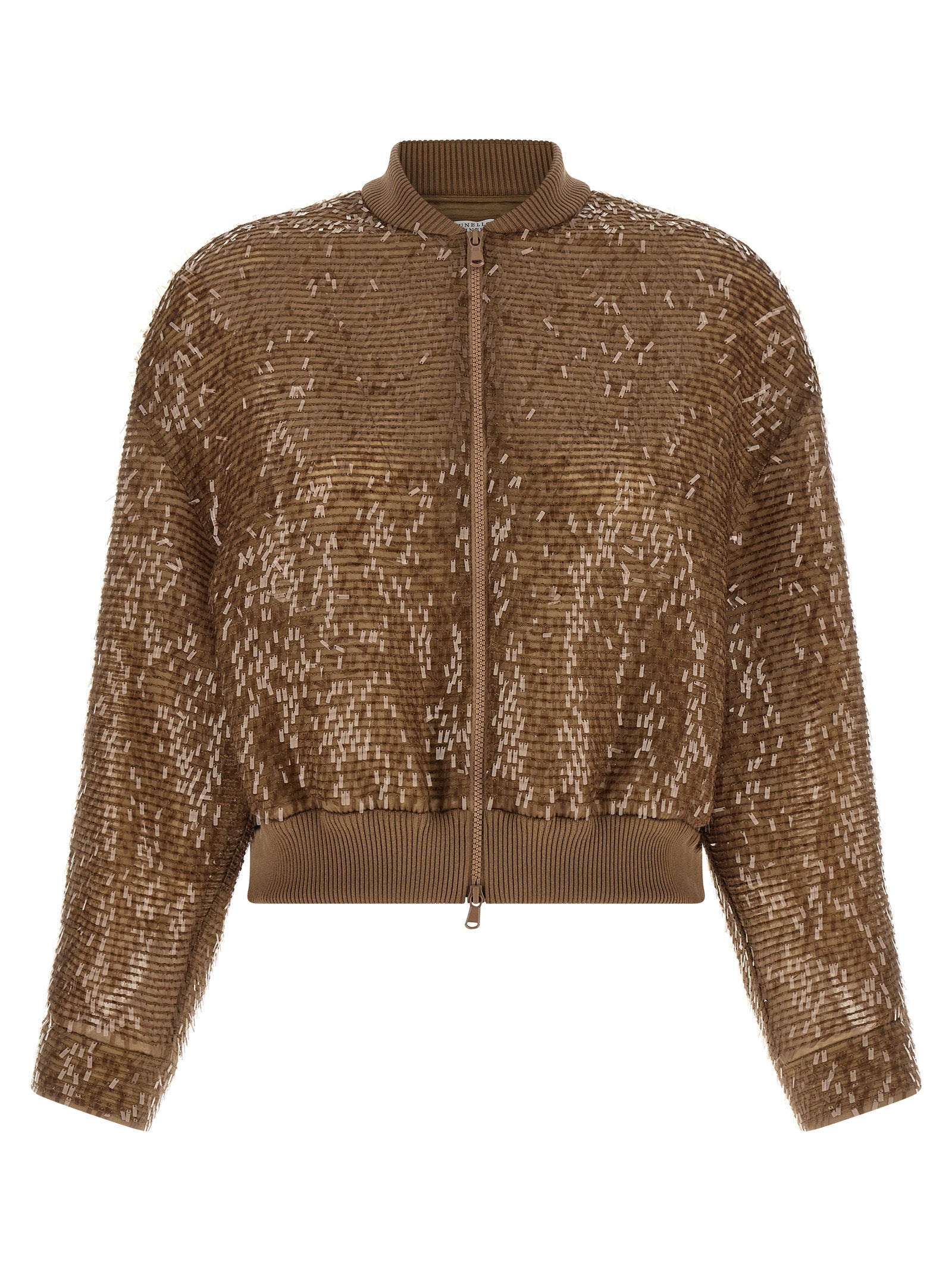 Brunello Cucinelli Brown Silk Cardigan | Artisanal Luxury Wear