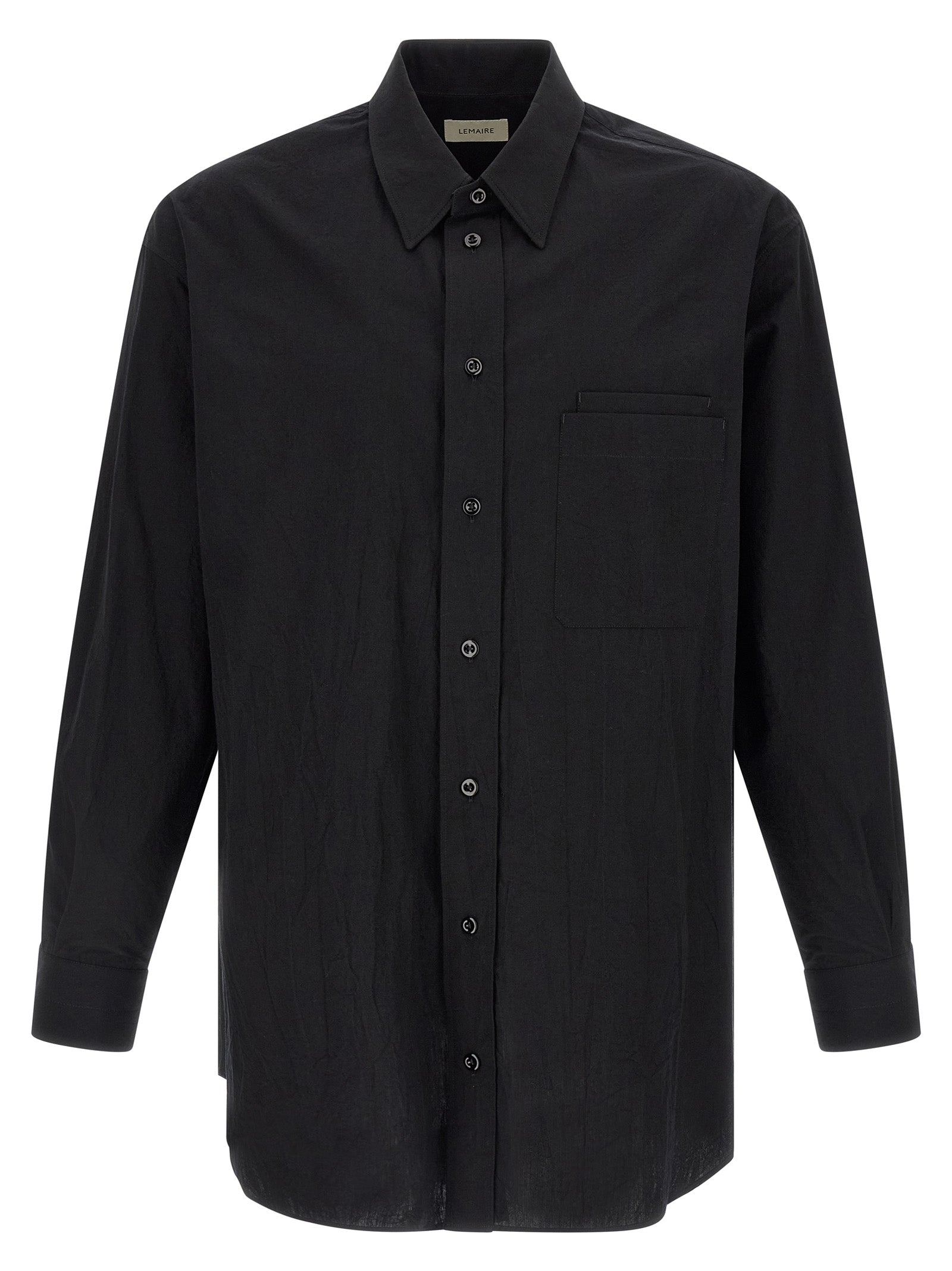 Elevate your wardrobe with the Lemaire Black Cotton Blouse, a luxurious blend of elegance and modernity, perfect for the discerning individual seeking timeless sophistication.