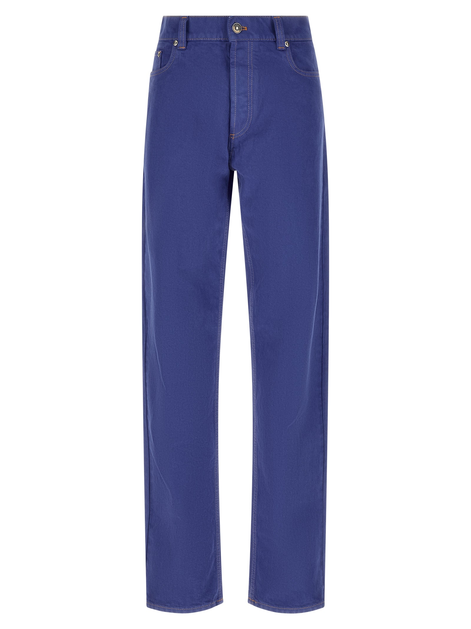 Discover the allure of Versace's Blue Cotton Straight-Leg Jeans, crafted from luxurious 100% cotton, embodying timeless elegance and sophisticated style for the discerning fashionista.