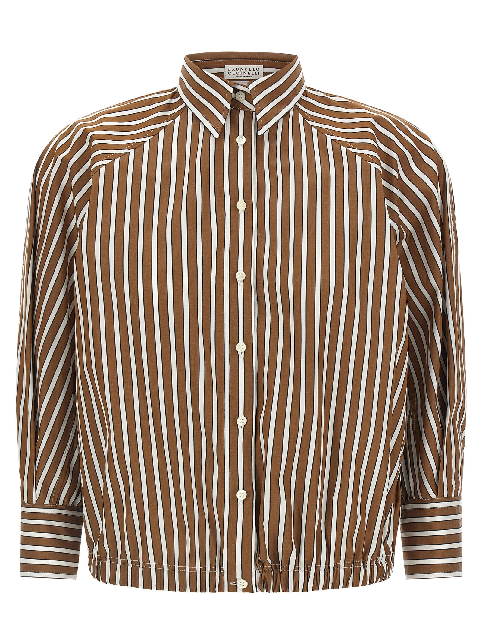 Brunello Cucinelli Brown Cotton Blouse | Designer Couture Elegance