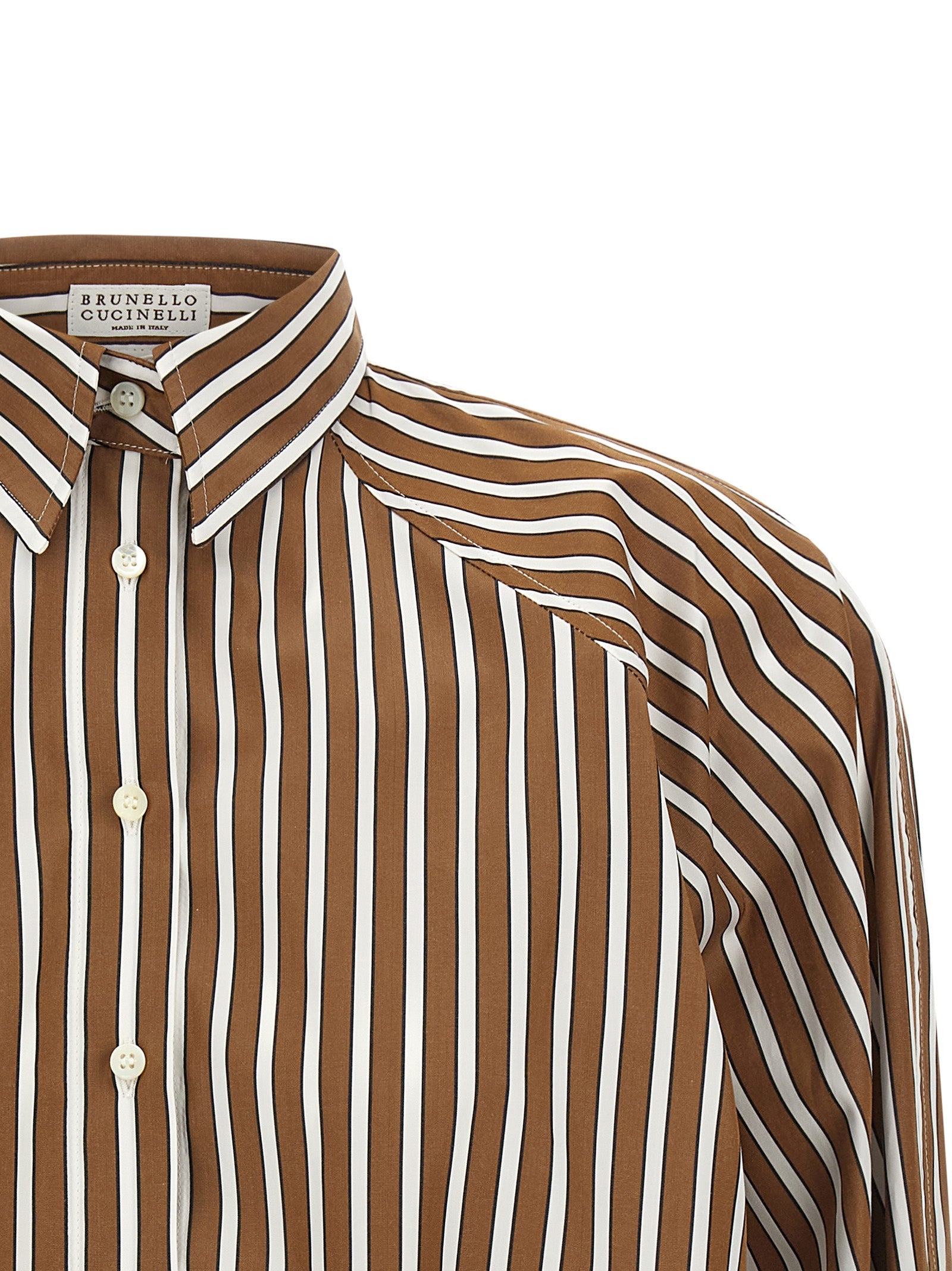 Brunello Cucinelli Brown Cotton Blouse | Designer Couture Elegance