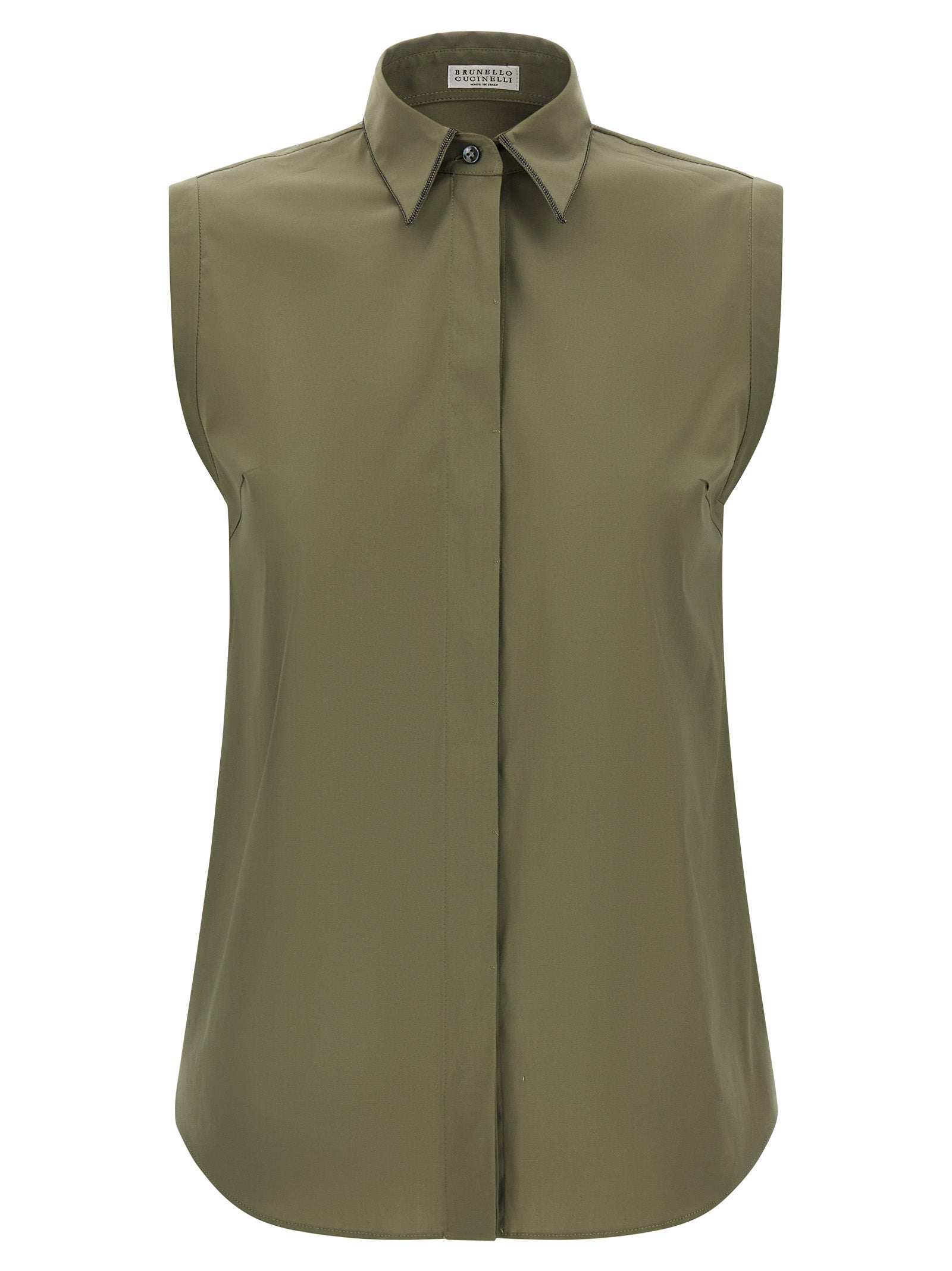Elevate your wardrobe with the Brunello Cucinelli Bicolor Cotton Blouse, a masterpiece of Italian craftsmanship in luxurious stretch cotton, perfect for the discerning individual.