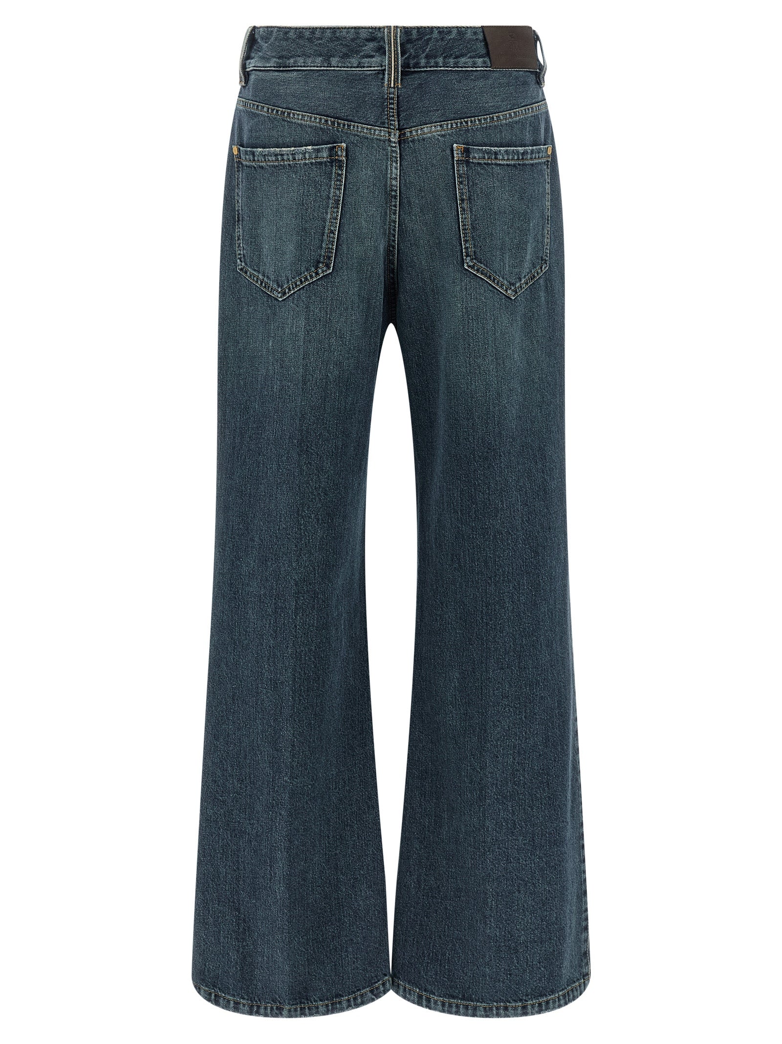 Brunello Cucinelli Blue Cotton Flared Jeans – Designer Couture
