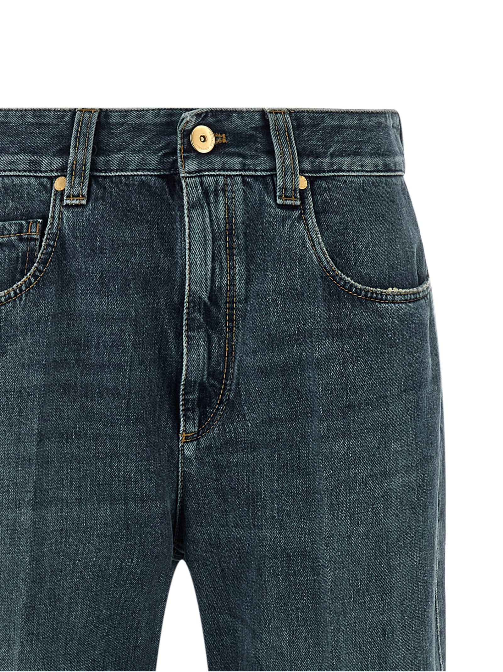 Brunello Cucinelli Blue Cotton Flared Jeans - Designer Couture