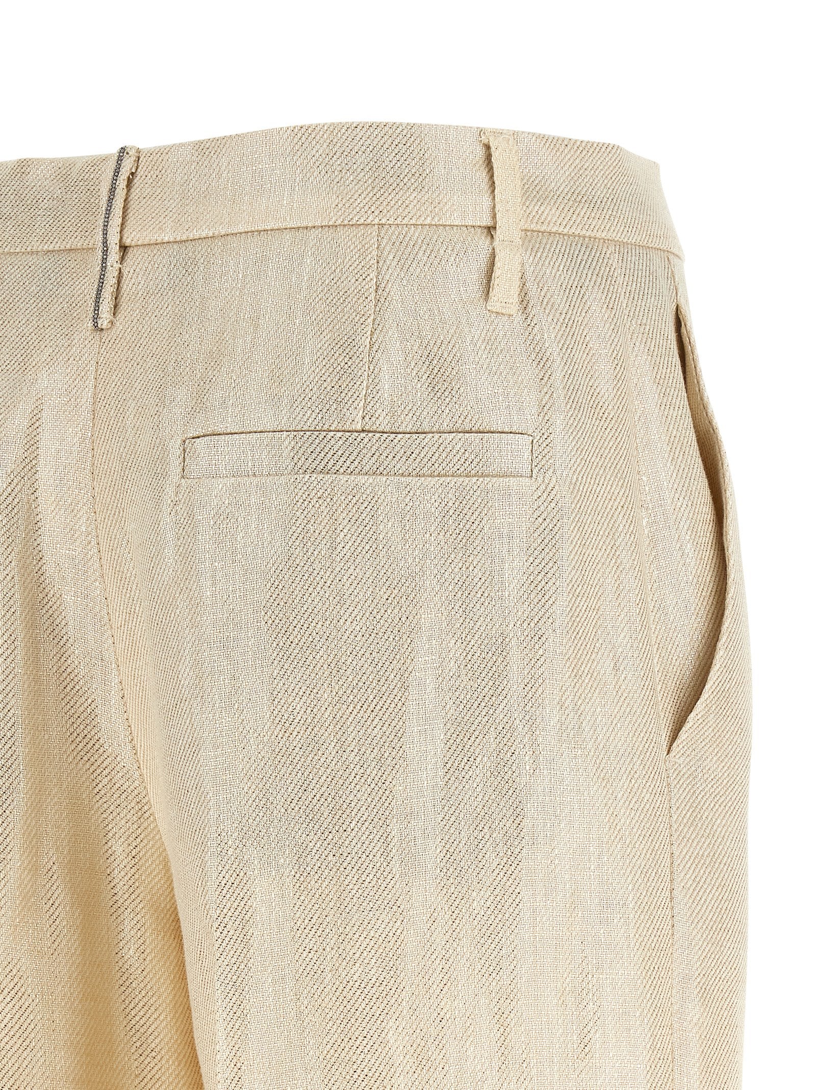 Brunello Cucinelli Gold Linen Casual Pants - Luxe Couture Elegance