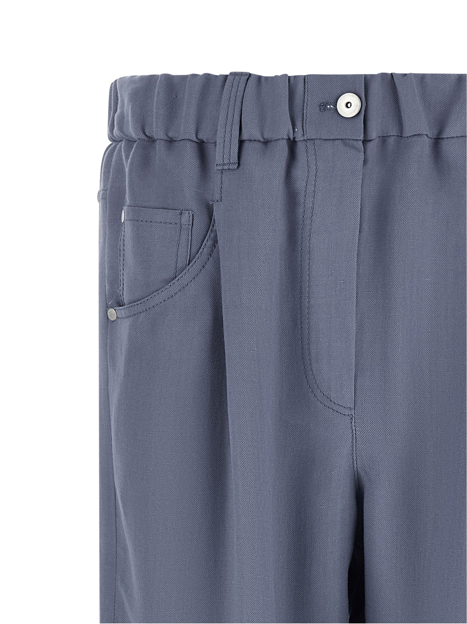 Brunello Cucinelli Blue Viscose Casual Pants, Artisanal Elegance