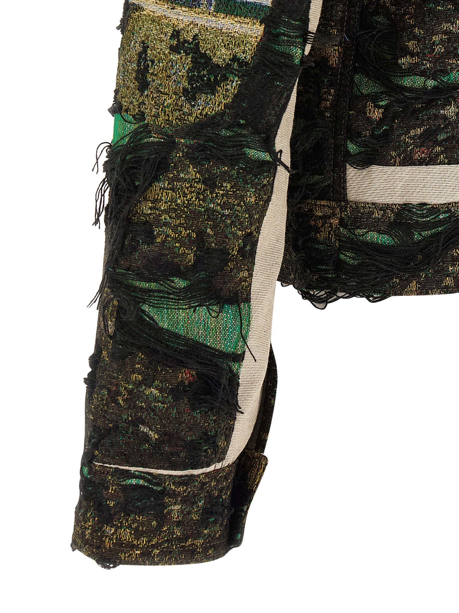 Elevate your wardrobe with the Junya Watanabe Multicolor Polyester Jacket, a masterpiece of jacquard artistry, blending luxury and sophistication for the discerning style aficionado.