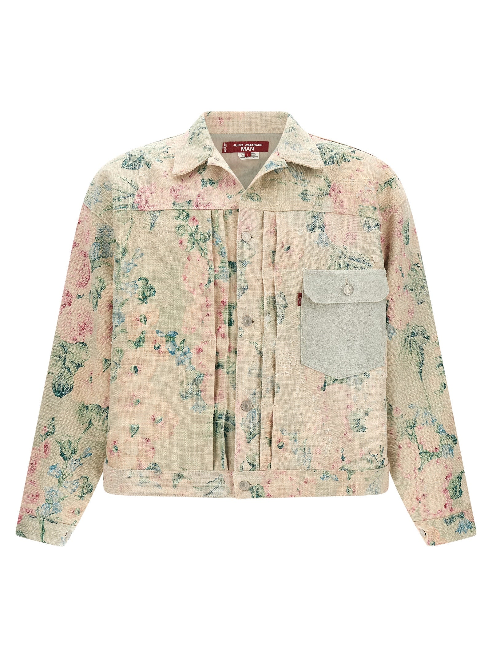 Discover the Junya Watanabe Multicolor Rayon Denim Jacket, a masterpiece of floral jacquard and premium materials, elevating your style with luxurious sophistication.