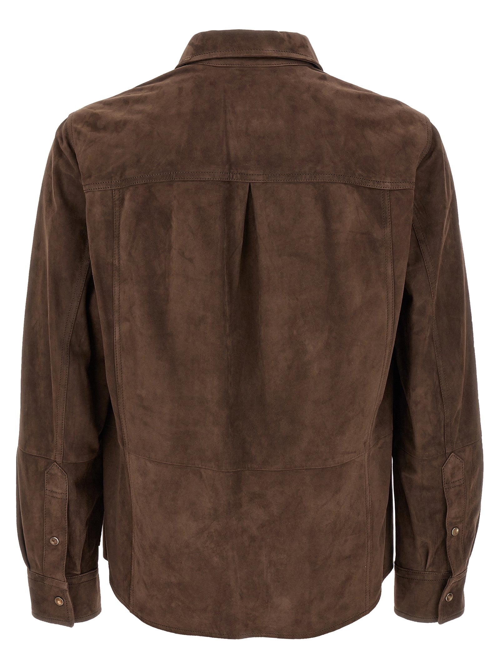 Brunello Cucinelli Brown Lamb Leather Blouse - Timeless Luxury