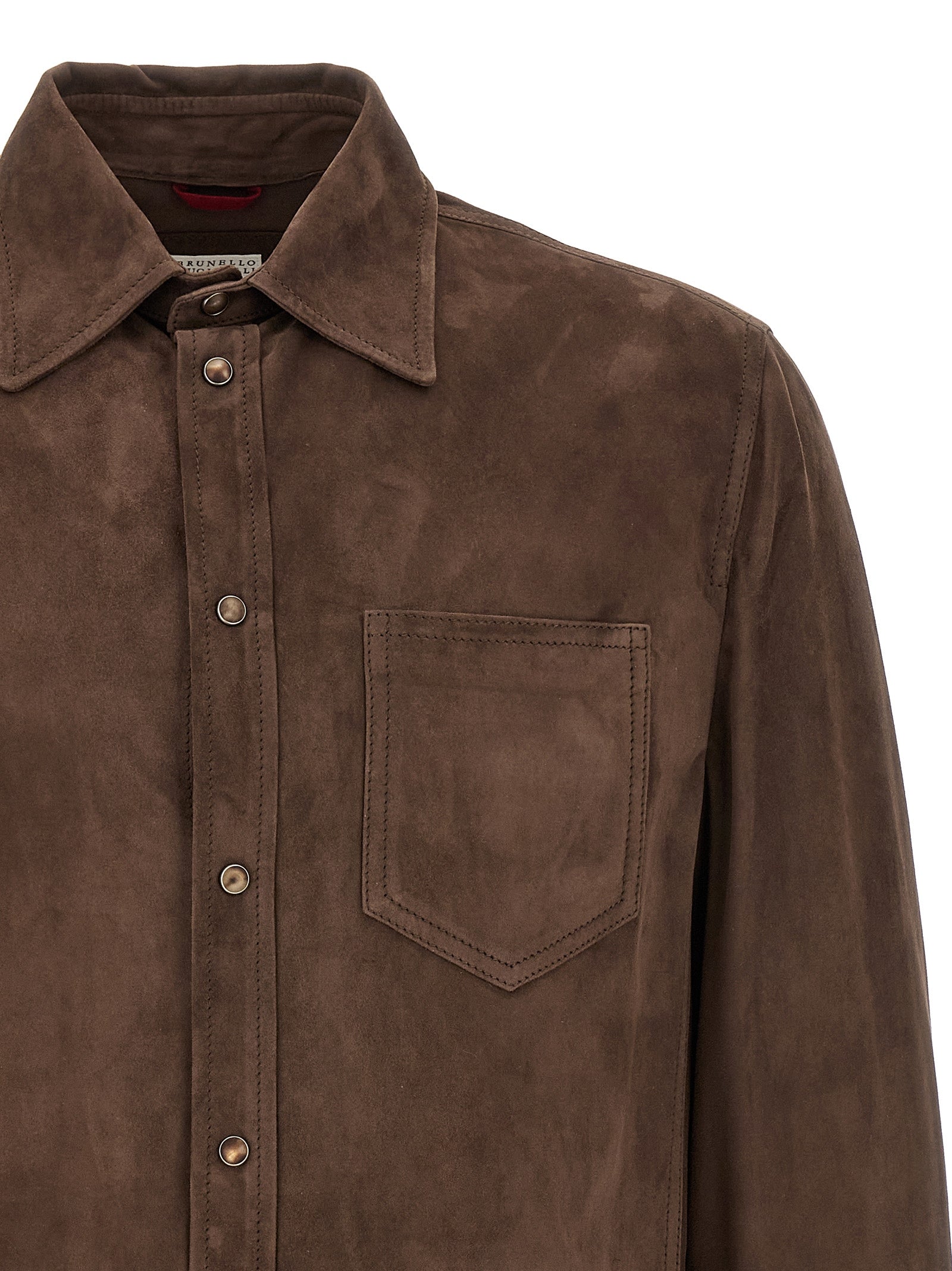 Brunello Cucinelli Brown Lamb Leather Blouse