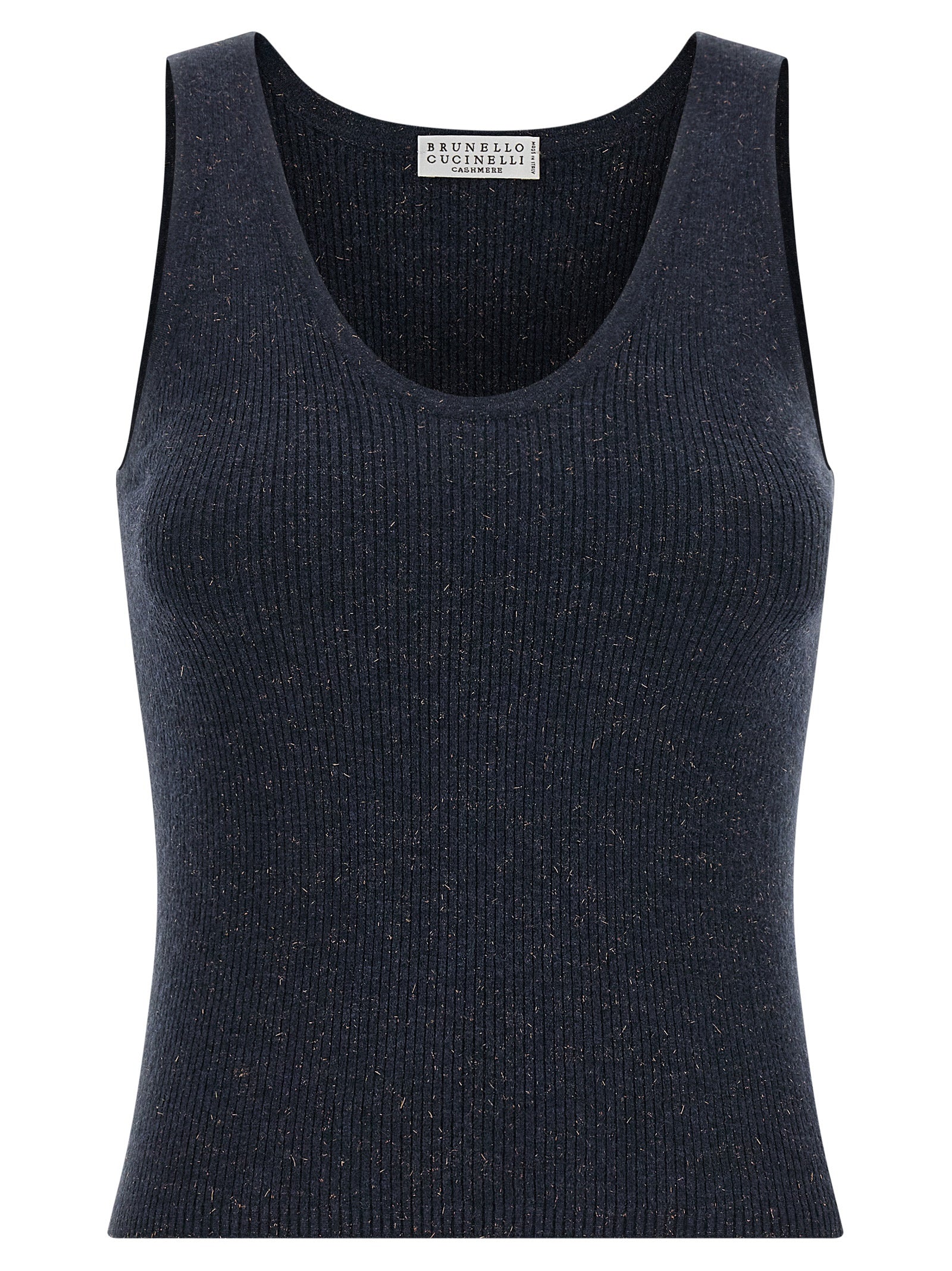 Brunello Cucinelli Blue Cashmere Sleeveless T-Shirt, Artisanal Luxury