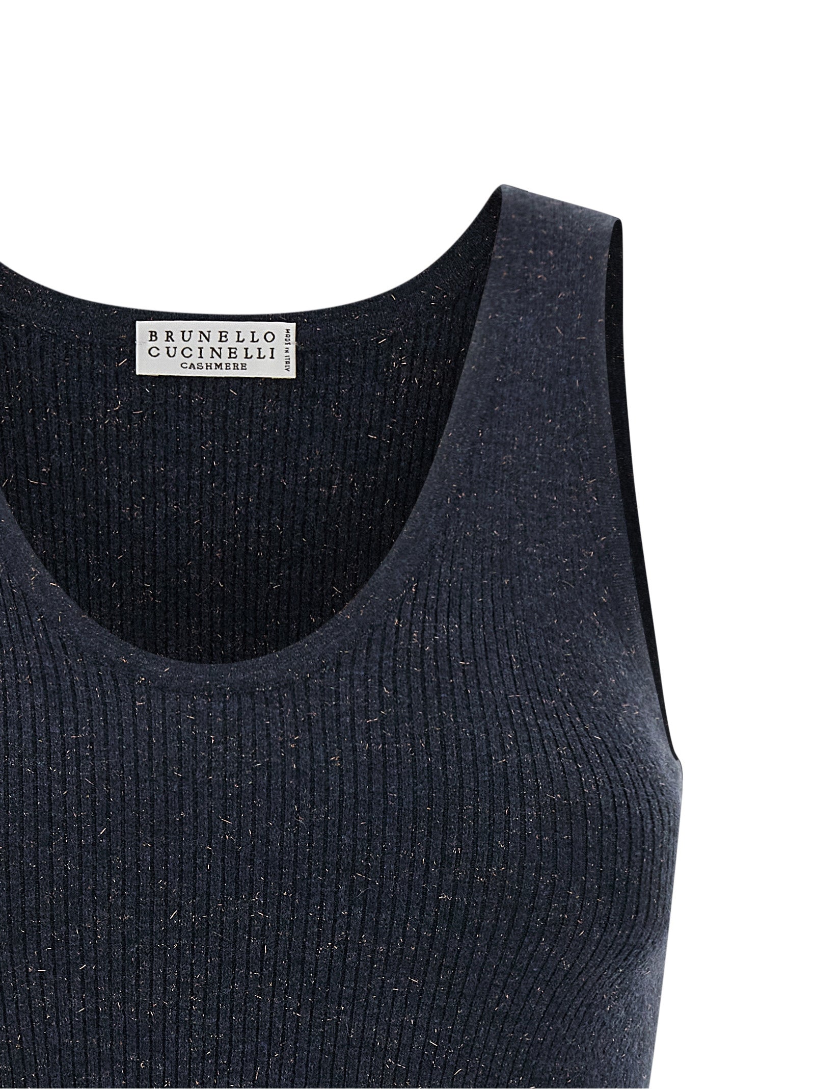 Brunello Cucinelli Blue Cashmere Sleeveless T-Shirt, Couture Elegance