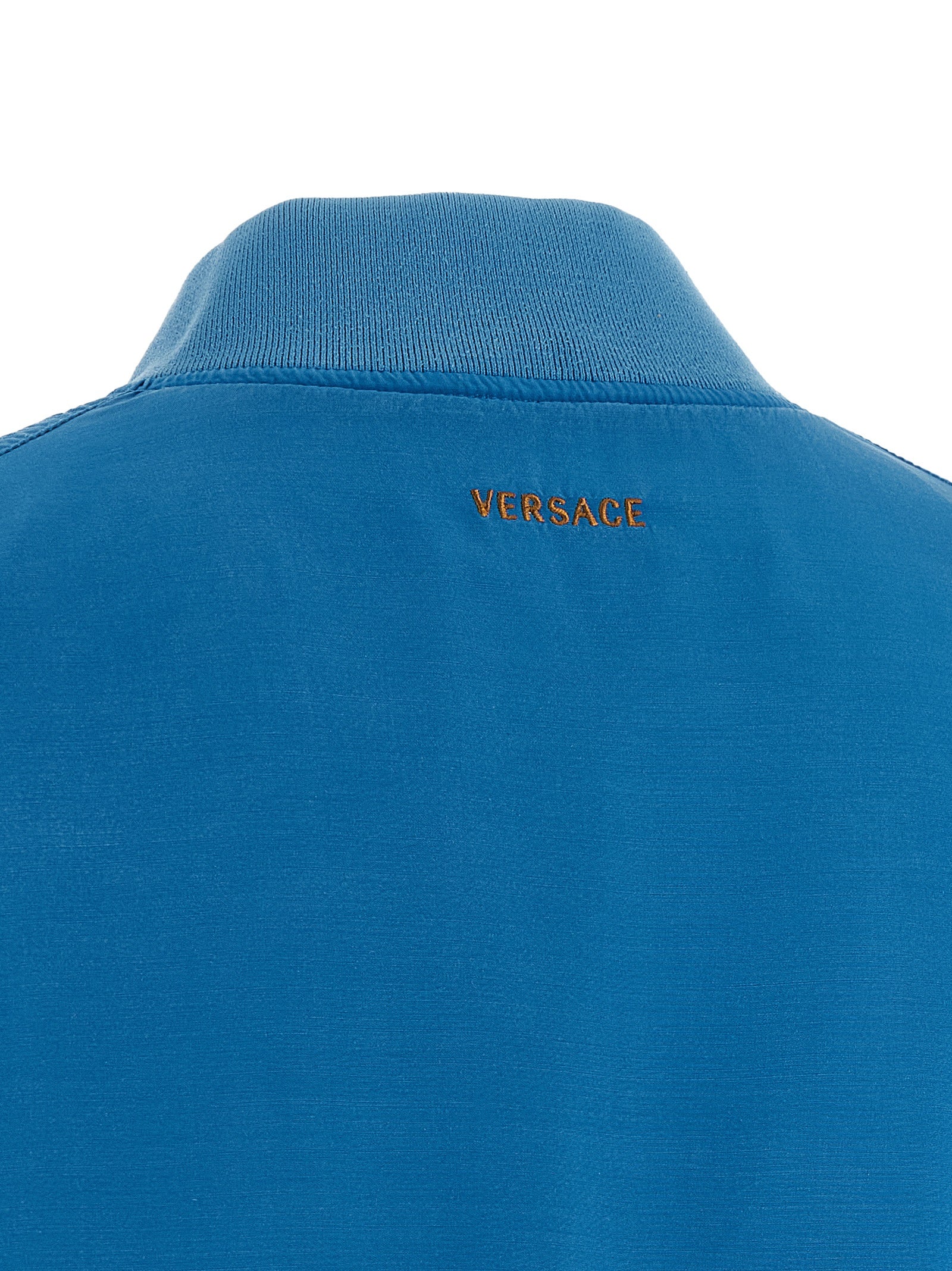 Versace Blue Silk Bomber - Exquisite Luxury Couture Jacket