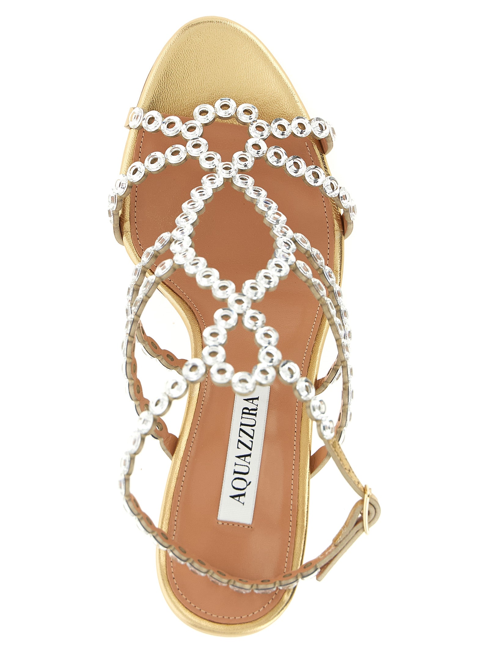 Elevate your elegance with Aquazzura's Gold Lamb Leather Stiletto Heel Sandals, where artisanal craftsmanship meets timeless allure, perfect for the discerning connoisseur.