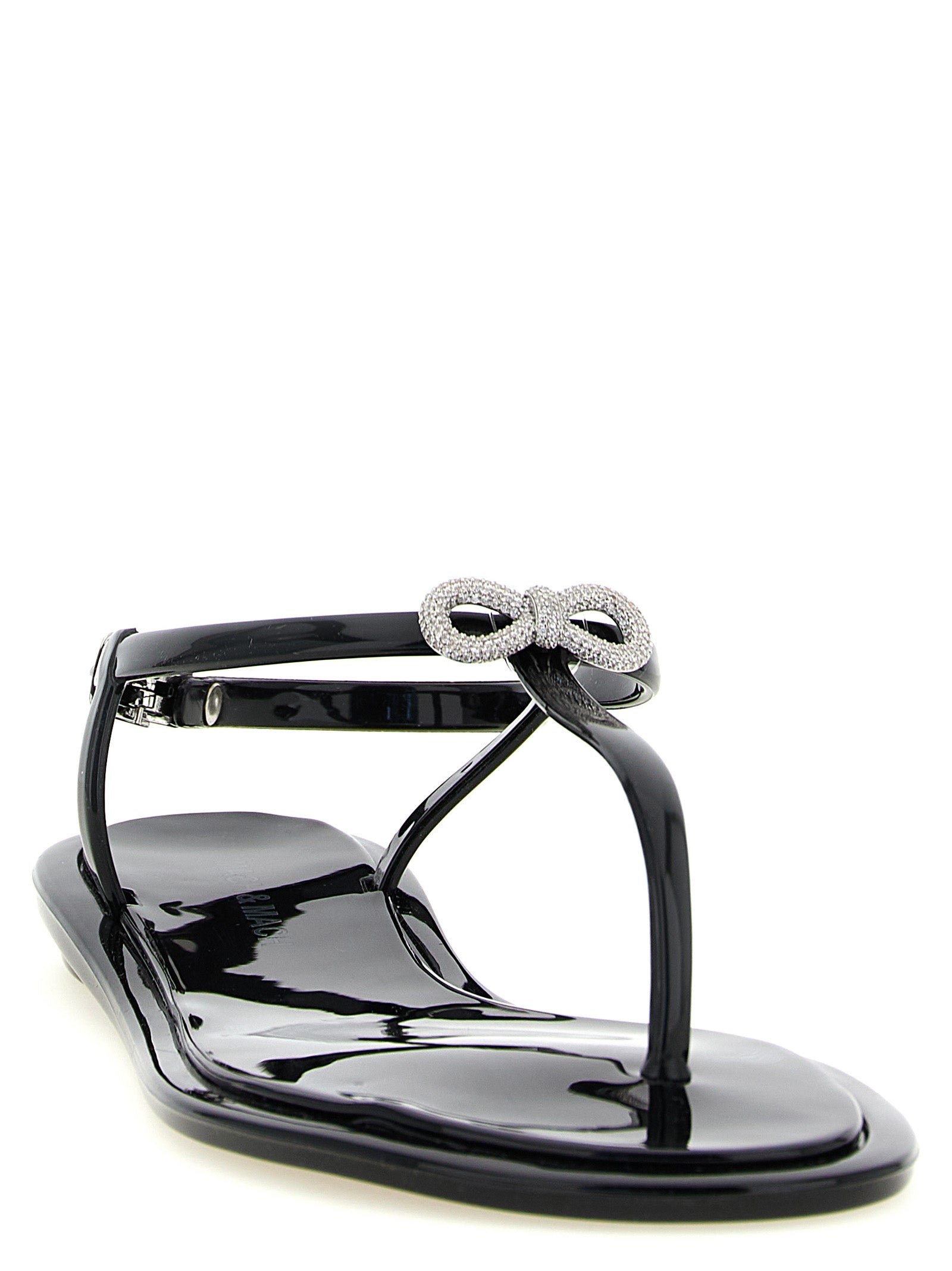 MACH & MACH Black Pvc Flat Sandals