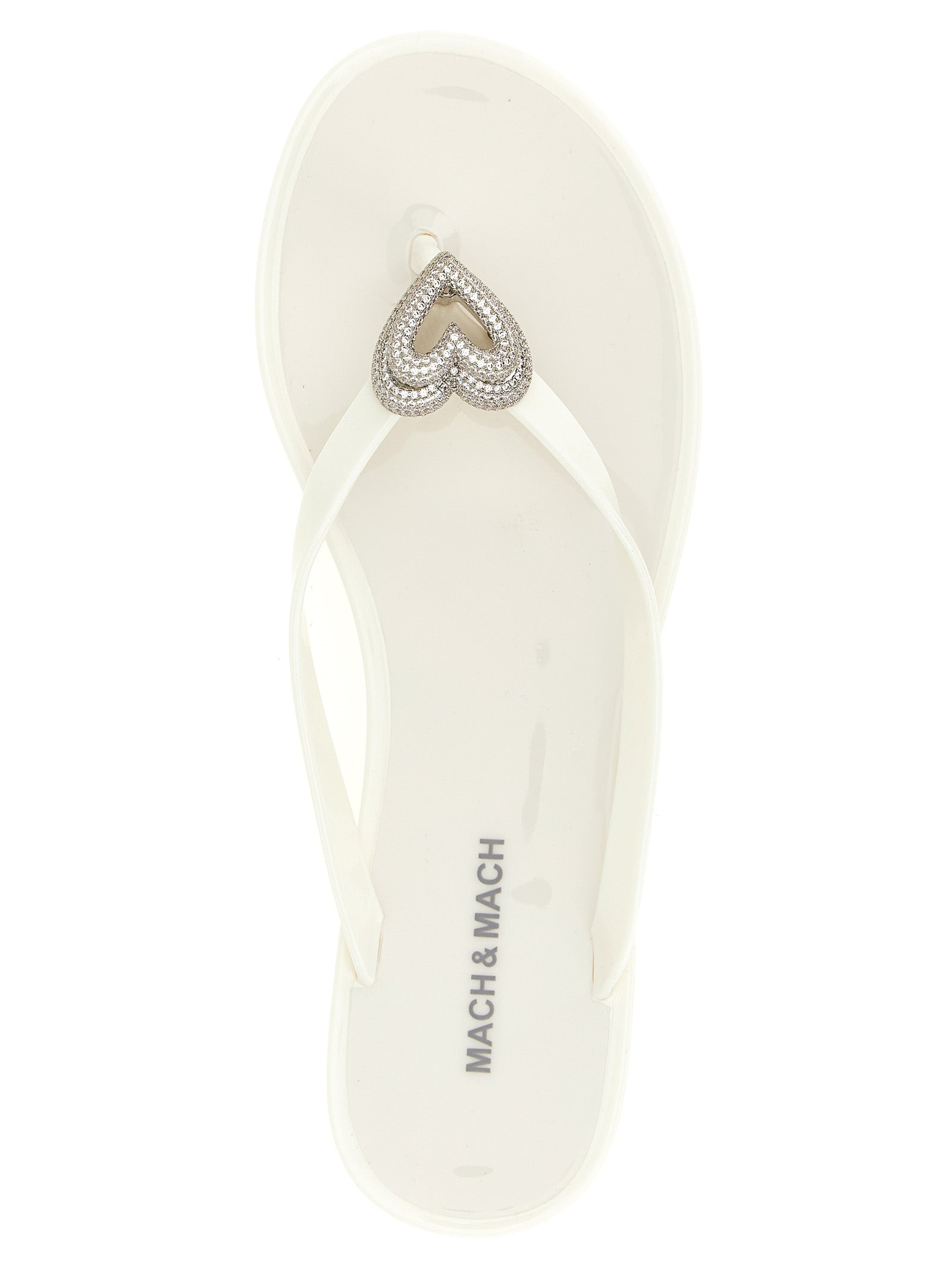 Elevate your style with MACH & MACH White PVC Slides, where exquisite craftsmanship meets dazzling design, perfect for those who embrace luxury and allure.
