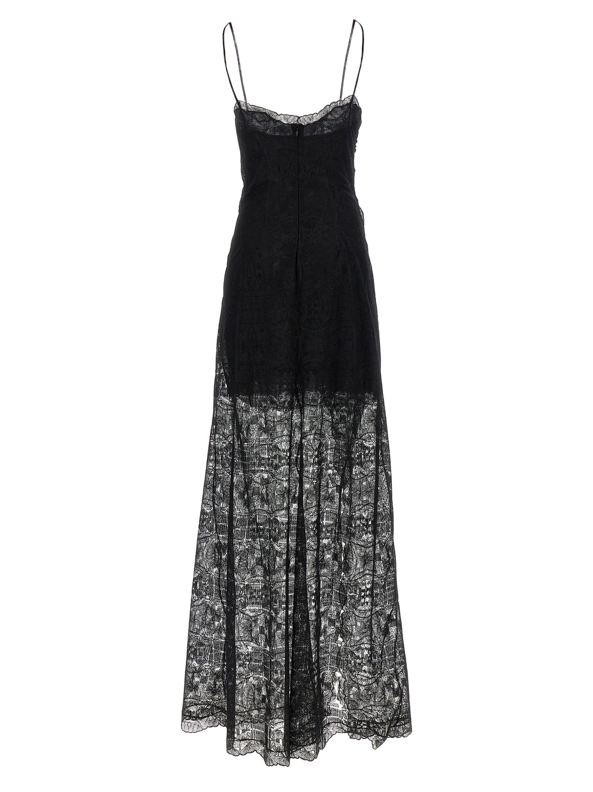 Indulge in the exquisite Ermanno Scervino Black Polyester Long Dress, where ethereal majolica lace meets luxurious craftsmanship, embodying timeless elegance for the discerning individual.