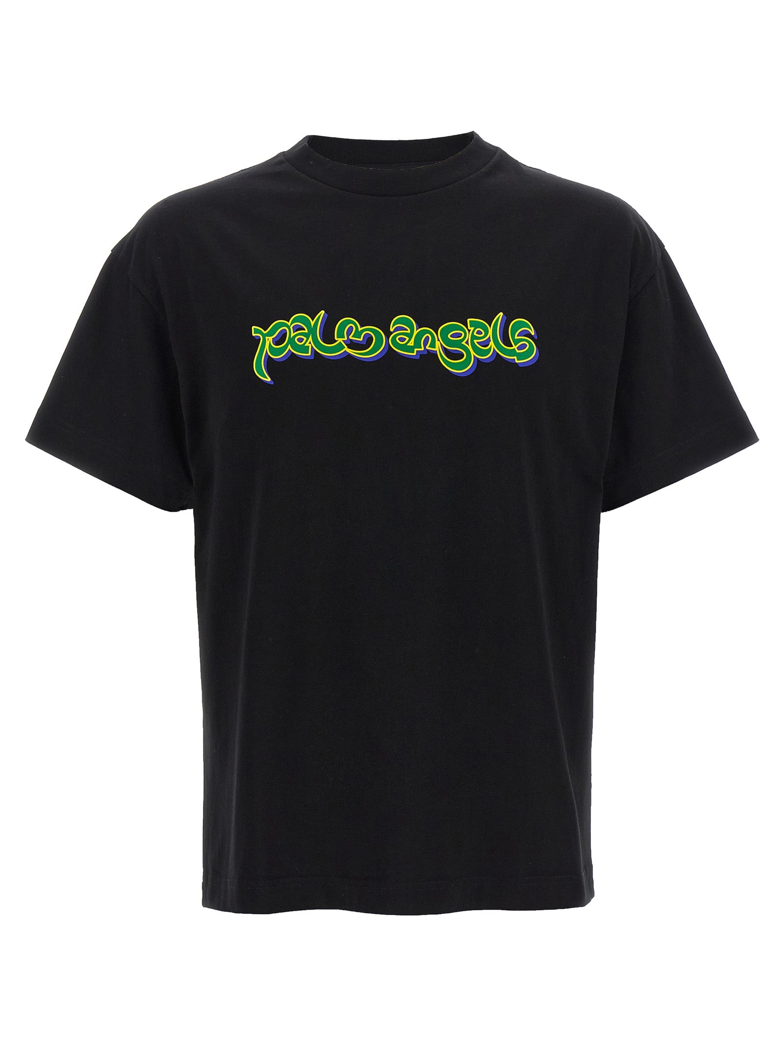 Elevate your style with the Palm Angels Black Cotton T-Shirt, a luxurious blend of urban flair and artisanal craftsmanship, perfect for the discerning individual.