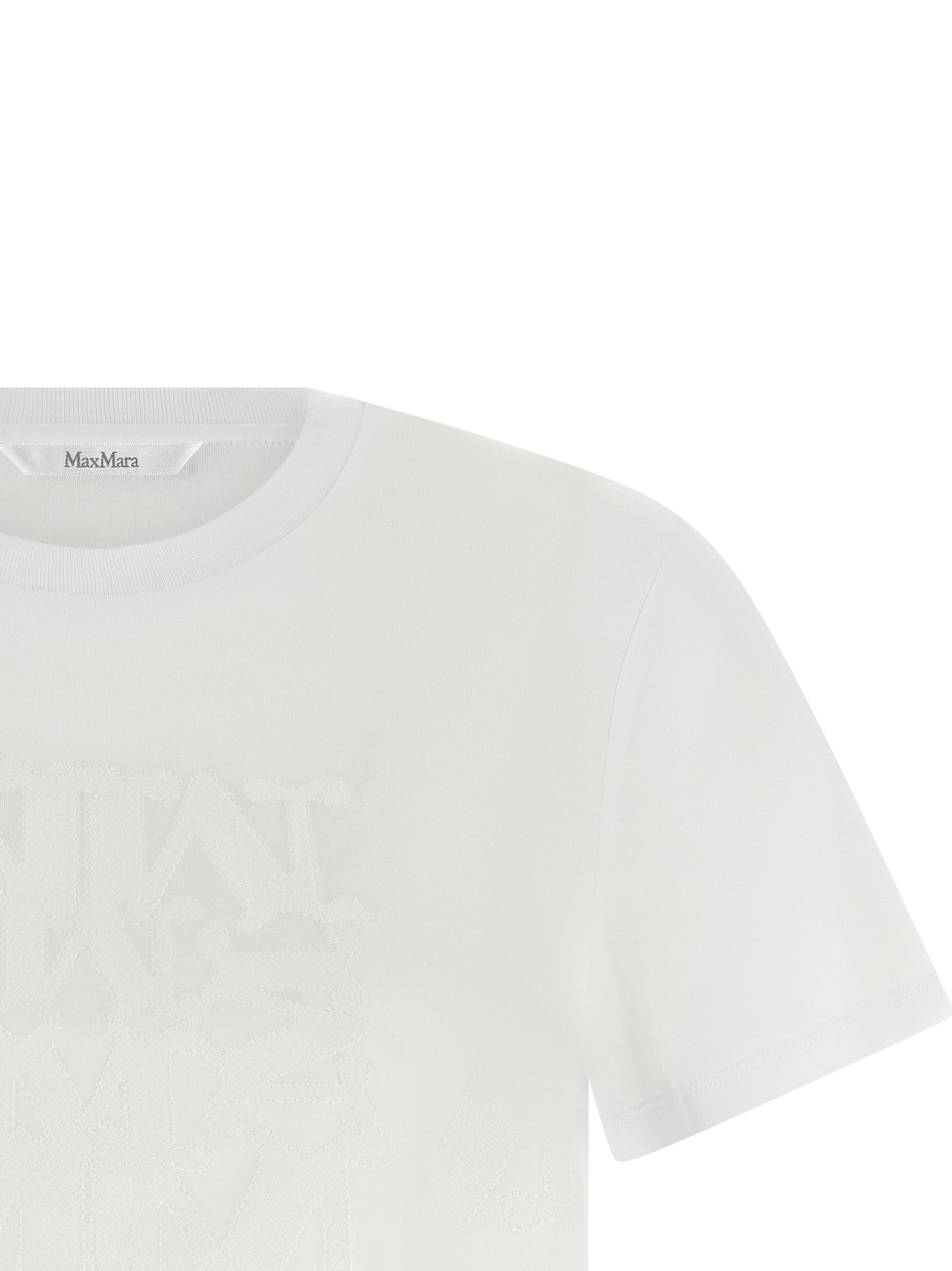 Elevate your wardrobe with the Max Mara White Cotton T-Shirt, a masterpiece of luxurious craftsmanship and timeless elegance, perfect for any sophisticated occasion.