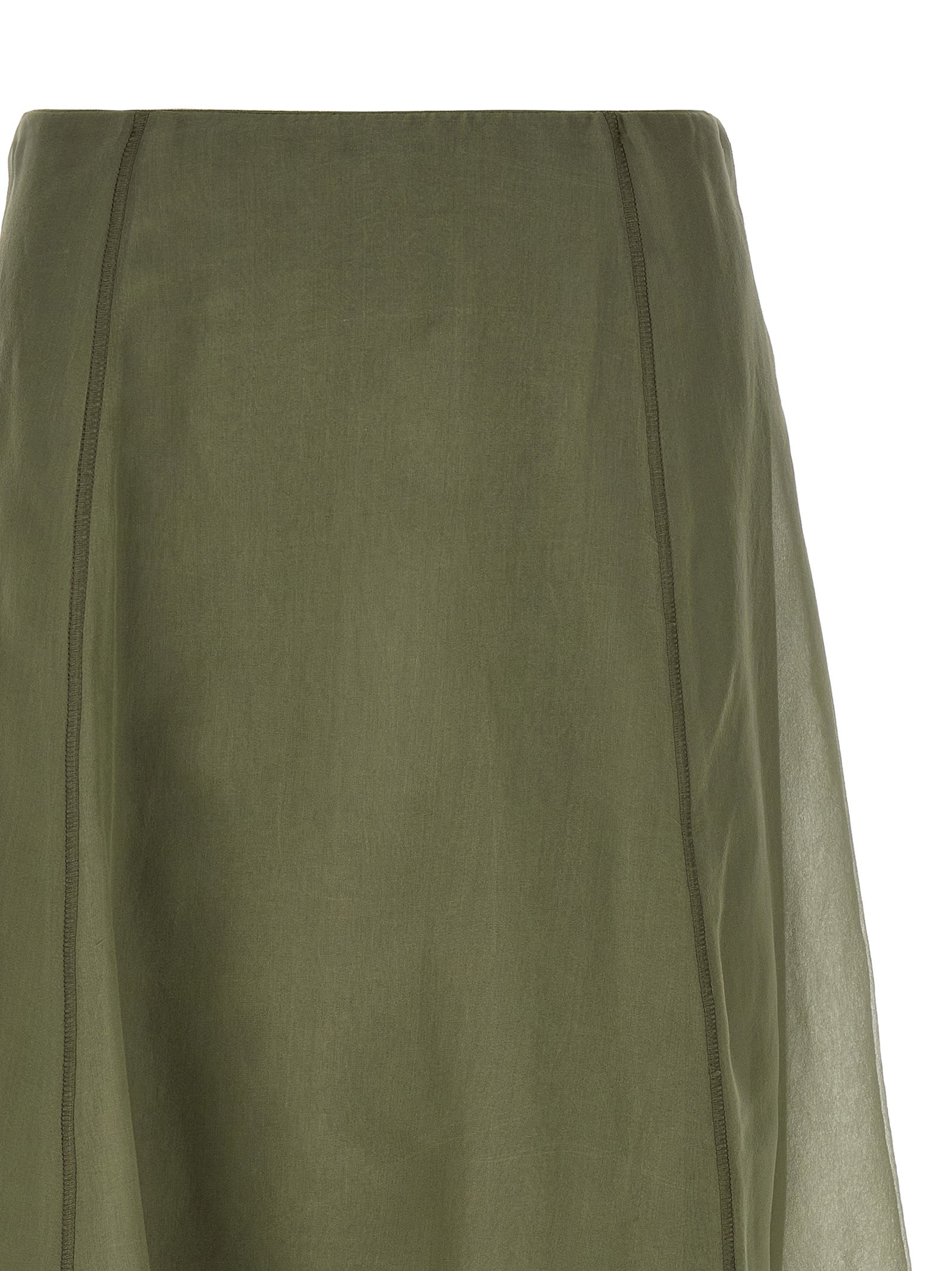 Brunello Cucinelli Bicolor Silk Midi Skirt, Artisanal Elegance