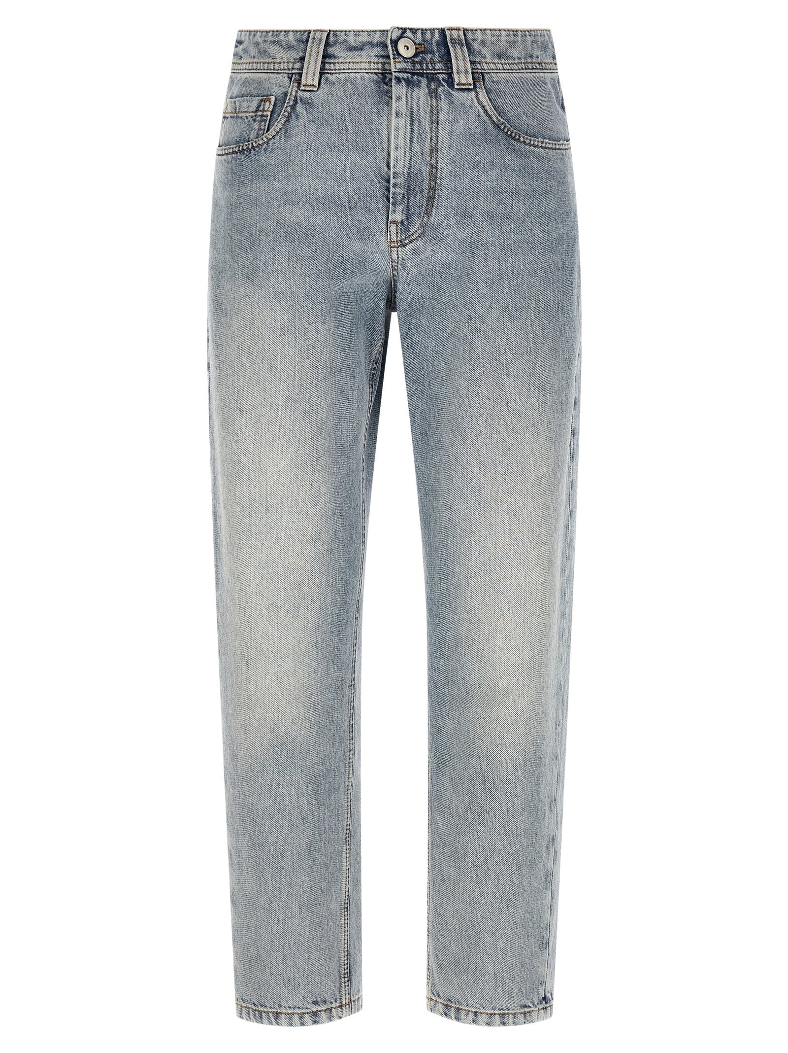 Brunello Cucinelli Blue Cotton Tapered Jeans, Artisanal Luxury