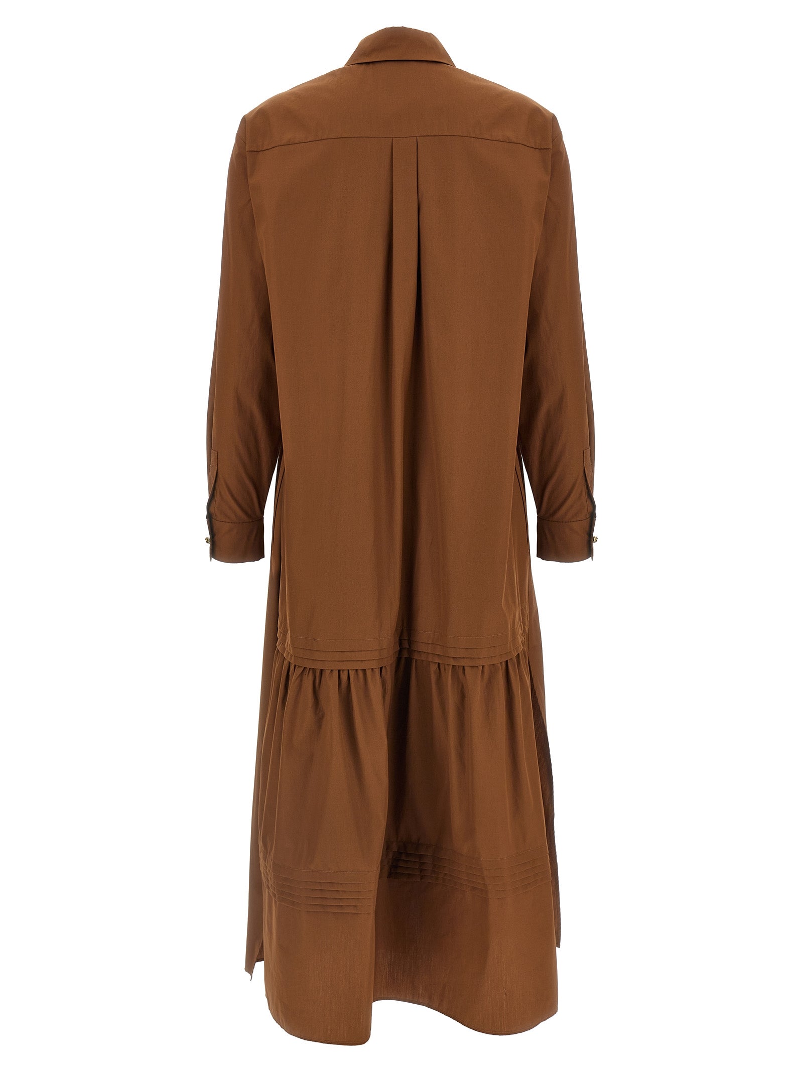 Elevate your style with the Max Mara Brown Cotton Long Dress, a masterpiece of artisanal craftsmanship, perfect for sophisticated occasions and timeless elegance.