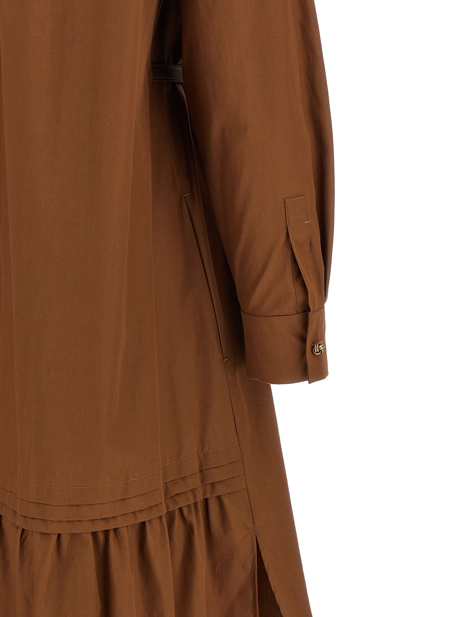 Elevate your elegance with the Max Mara Brown Cotton Long Dress, a masterpiece of artisanal craftsmanship, perfect for sophisticated occasions and timeless allure.