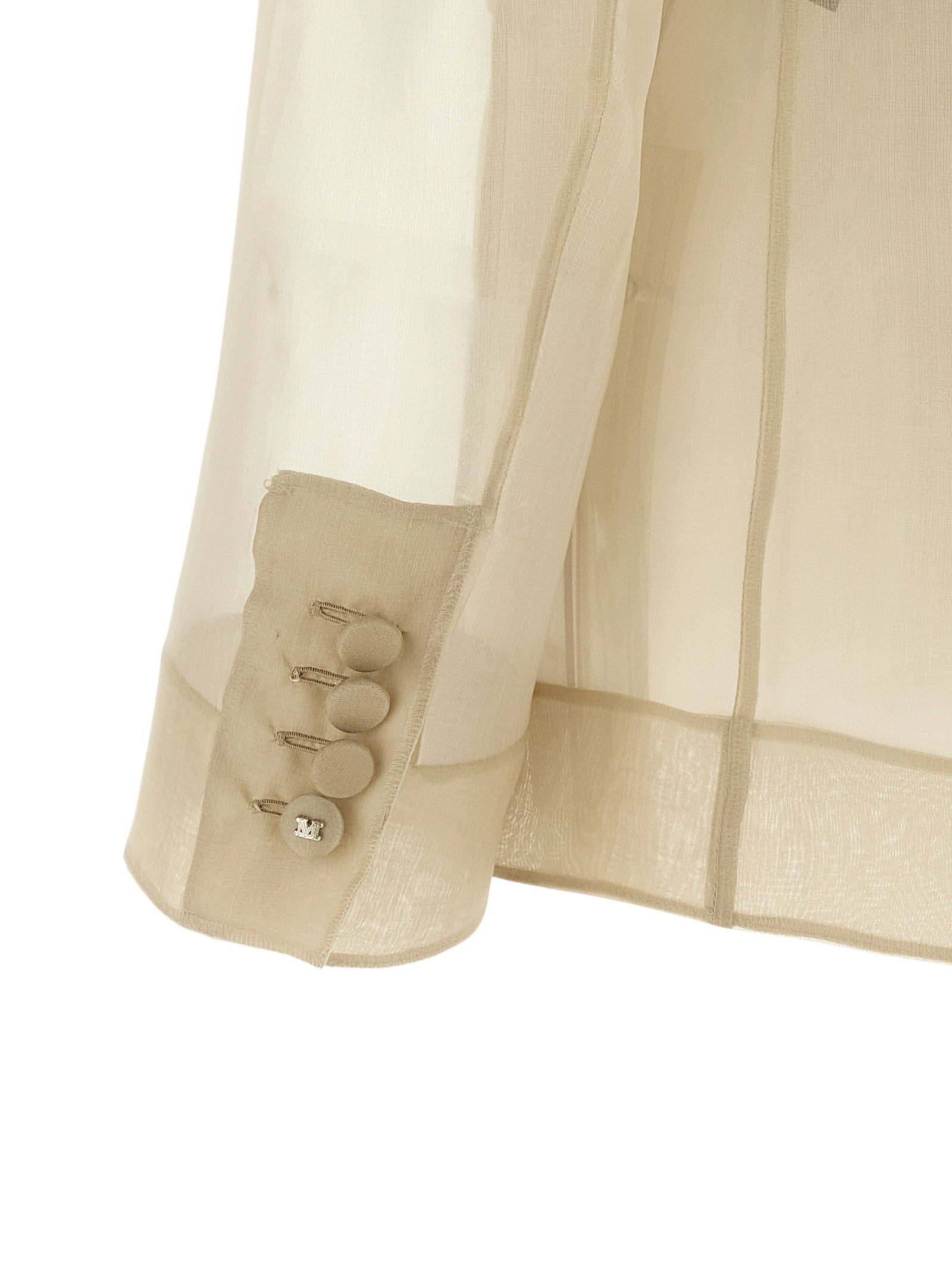 Discover the Max Mara Beige Silk Blazer, a luxurious masterpiece of silk organza, embodying timeless elegance and sophisticated allure for the discerning individual.