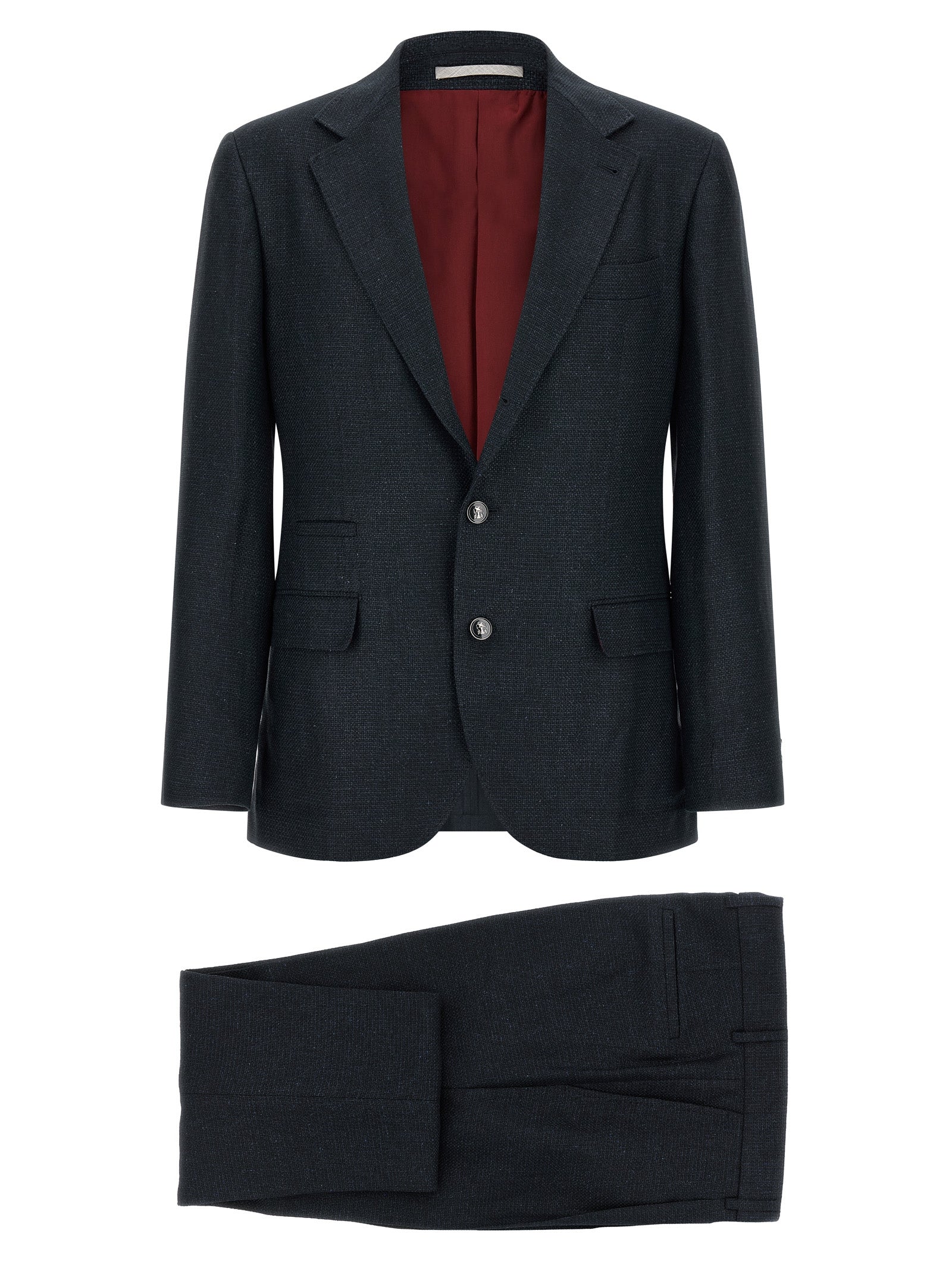Brunello Cucinelli Blue Silk Two-Piece Suit | Artisanal Luxury