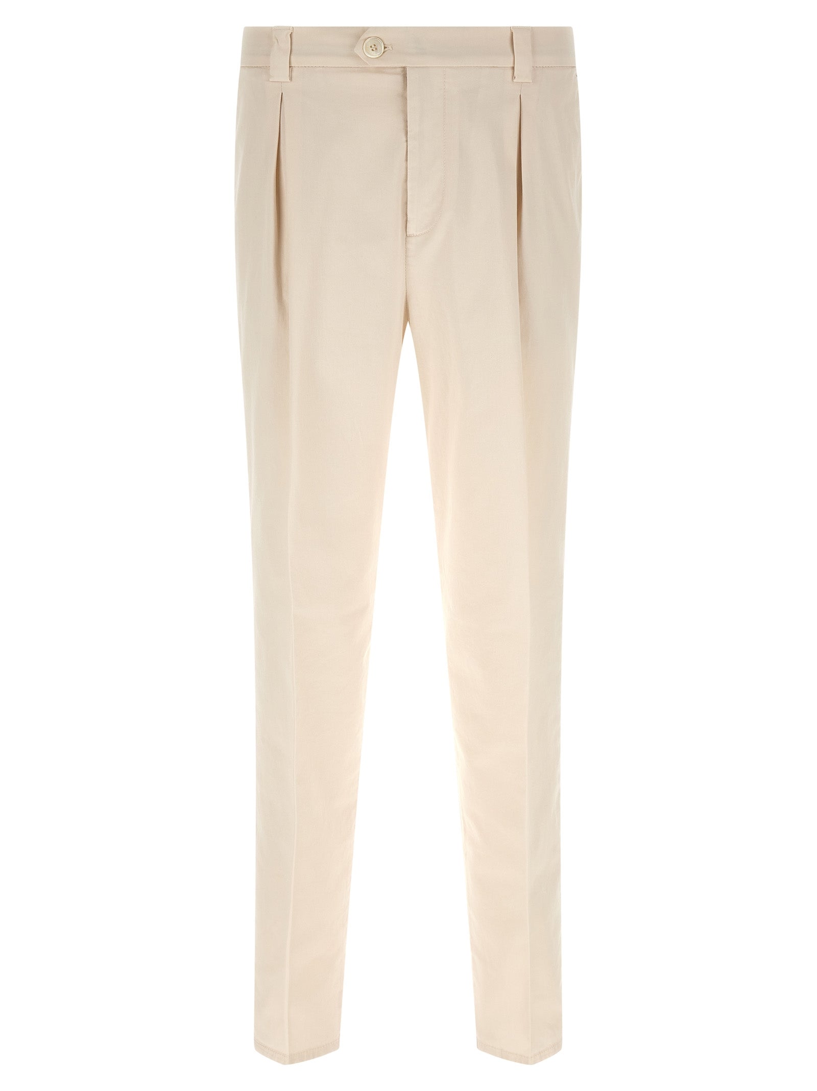 Brunello Cucinelli White Cotton Casual Pants - Designer Elegance