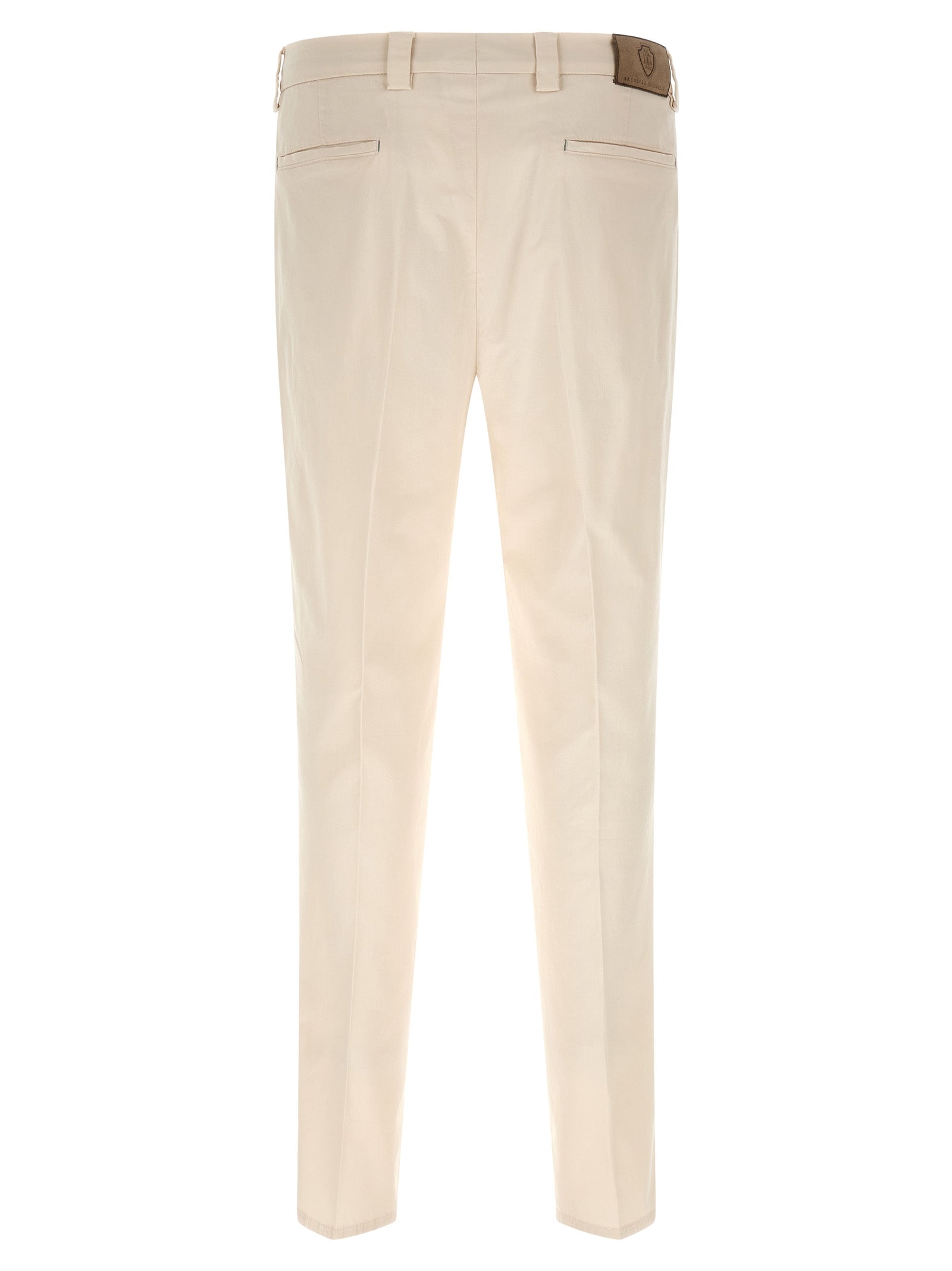 Brunello Cucinelli White Cotton Casual Pants - Designer Elegance