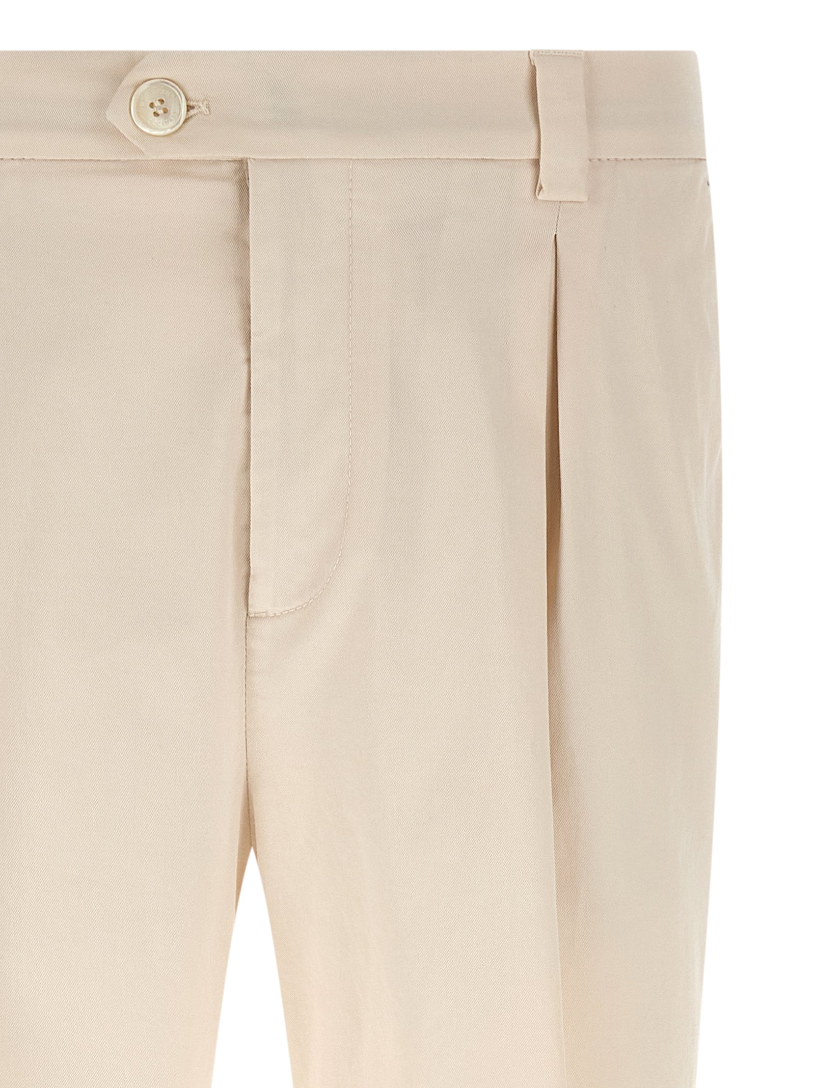 Brunello Cucinelli White Cotton Casual Pants, Designer Elegance