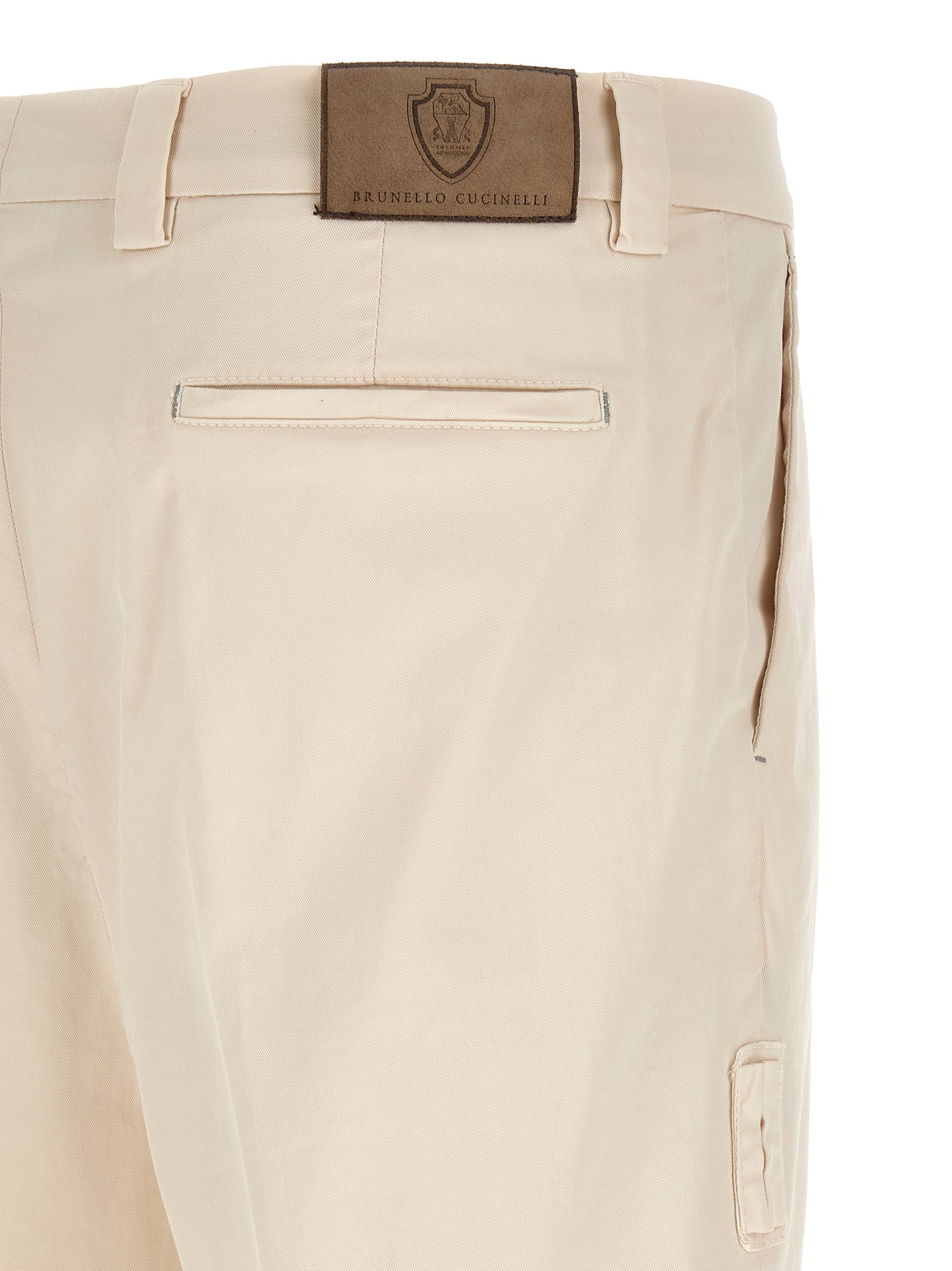 Brunello Cucinelli White Cotton Casual Pants - Designer Elegance