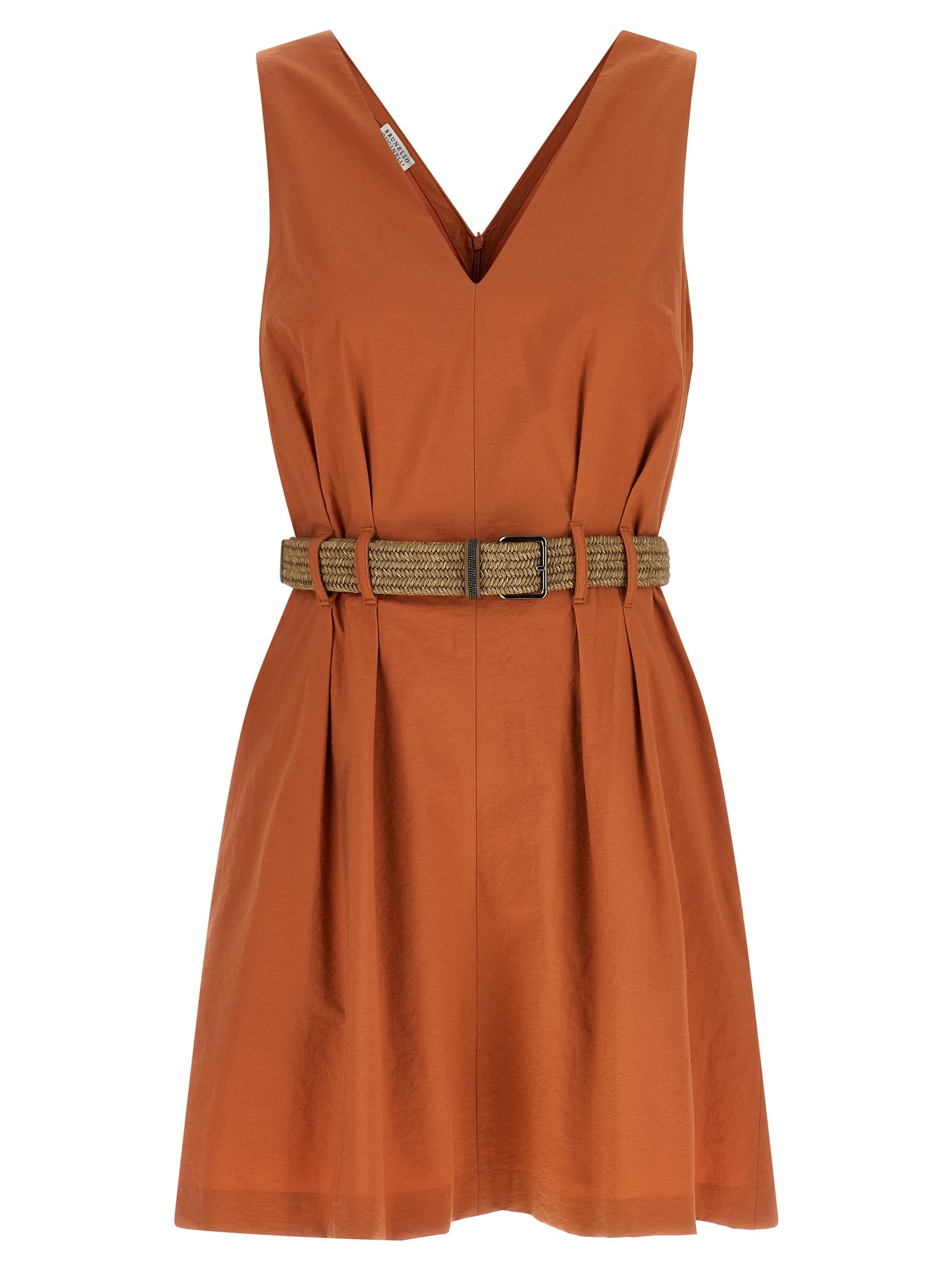 Brunello Cucinelli Orange Cotton Short Dress - Designer Couture