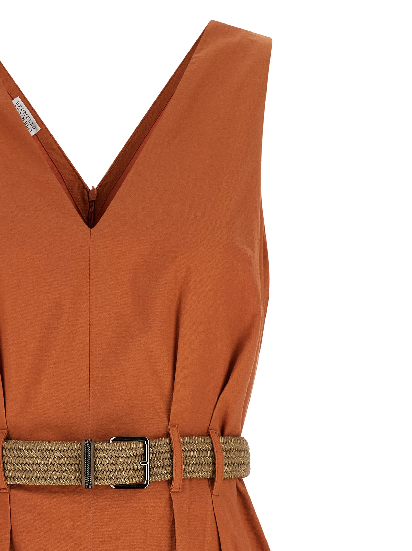 Brunello Cucinelli Orange Cotton Short Dress - Designer Couture