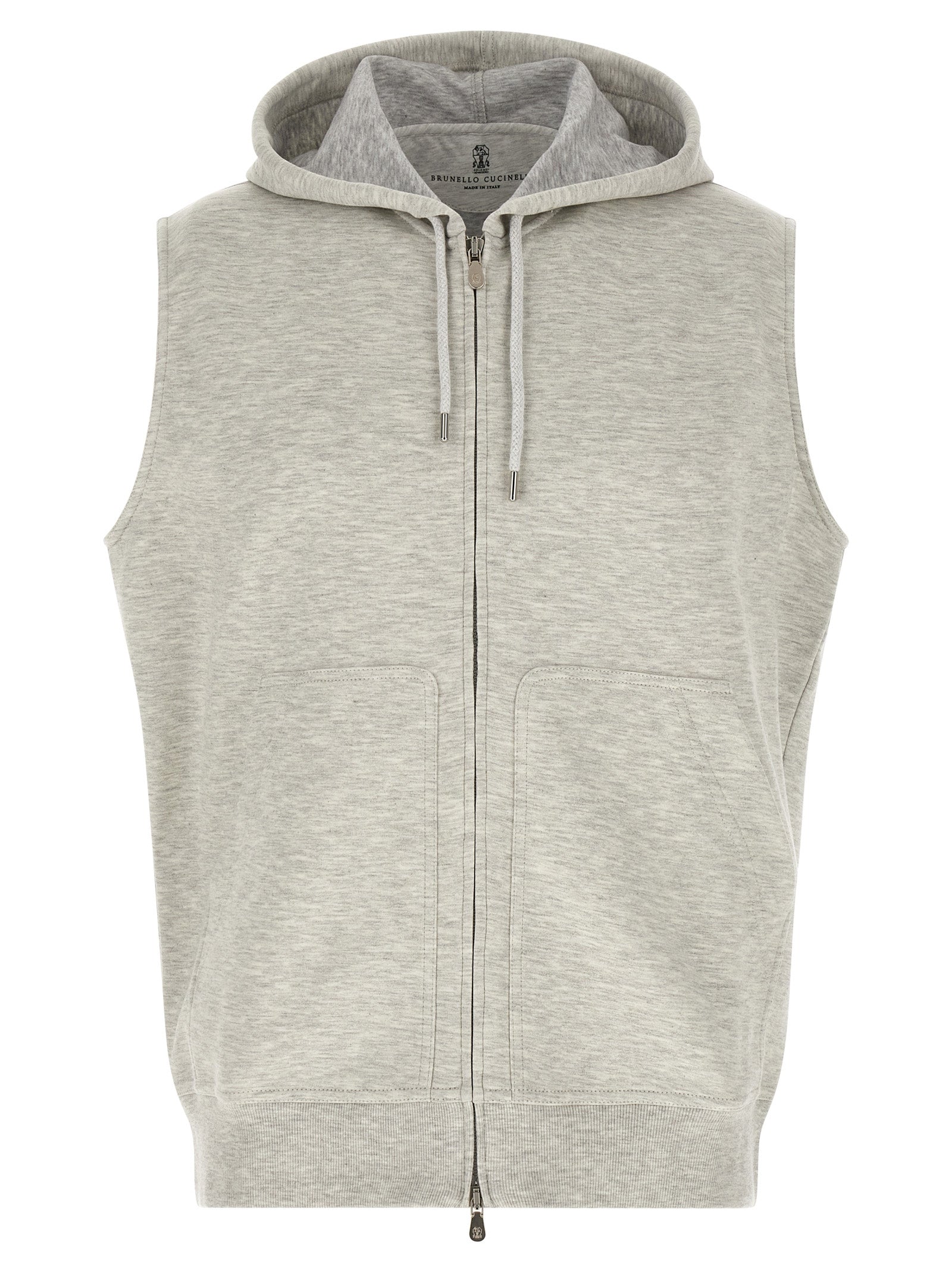 Brunello Cucinelli Gray Cotton Sleeveless Jacket