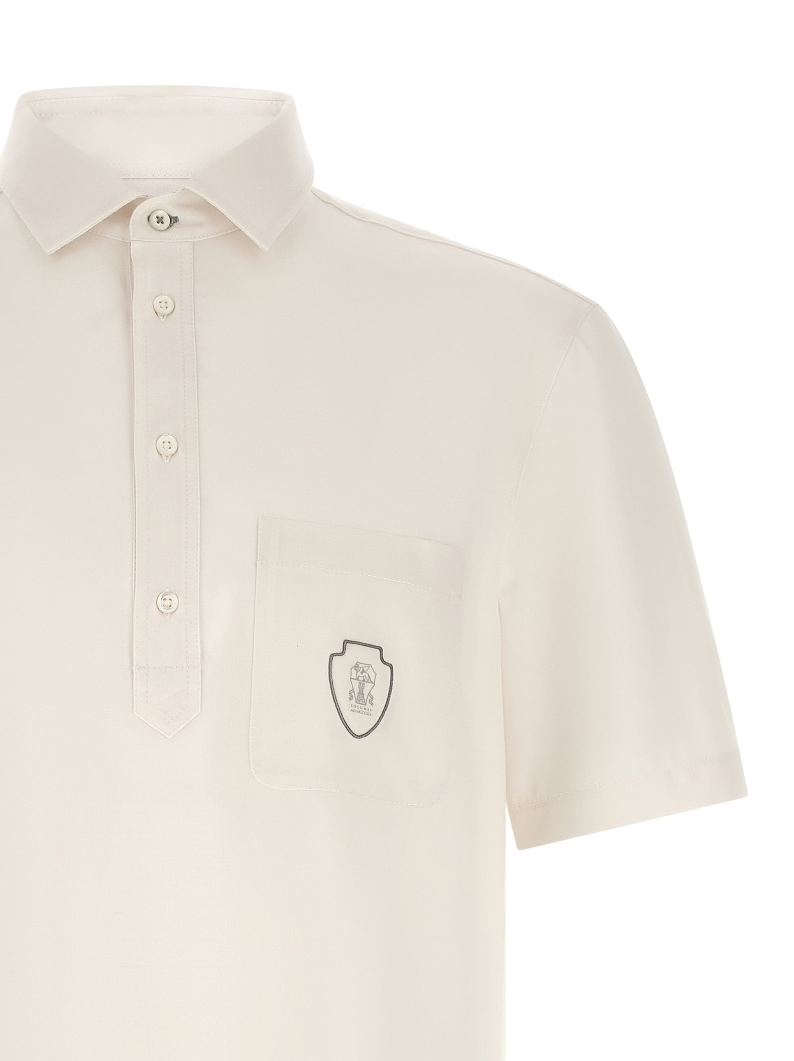 Brunello Cucinelli White Virgin Wool Polo Shirt | Artisanal Luxury