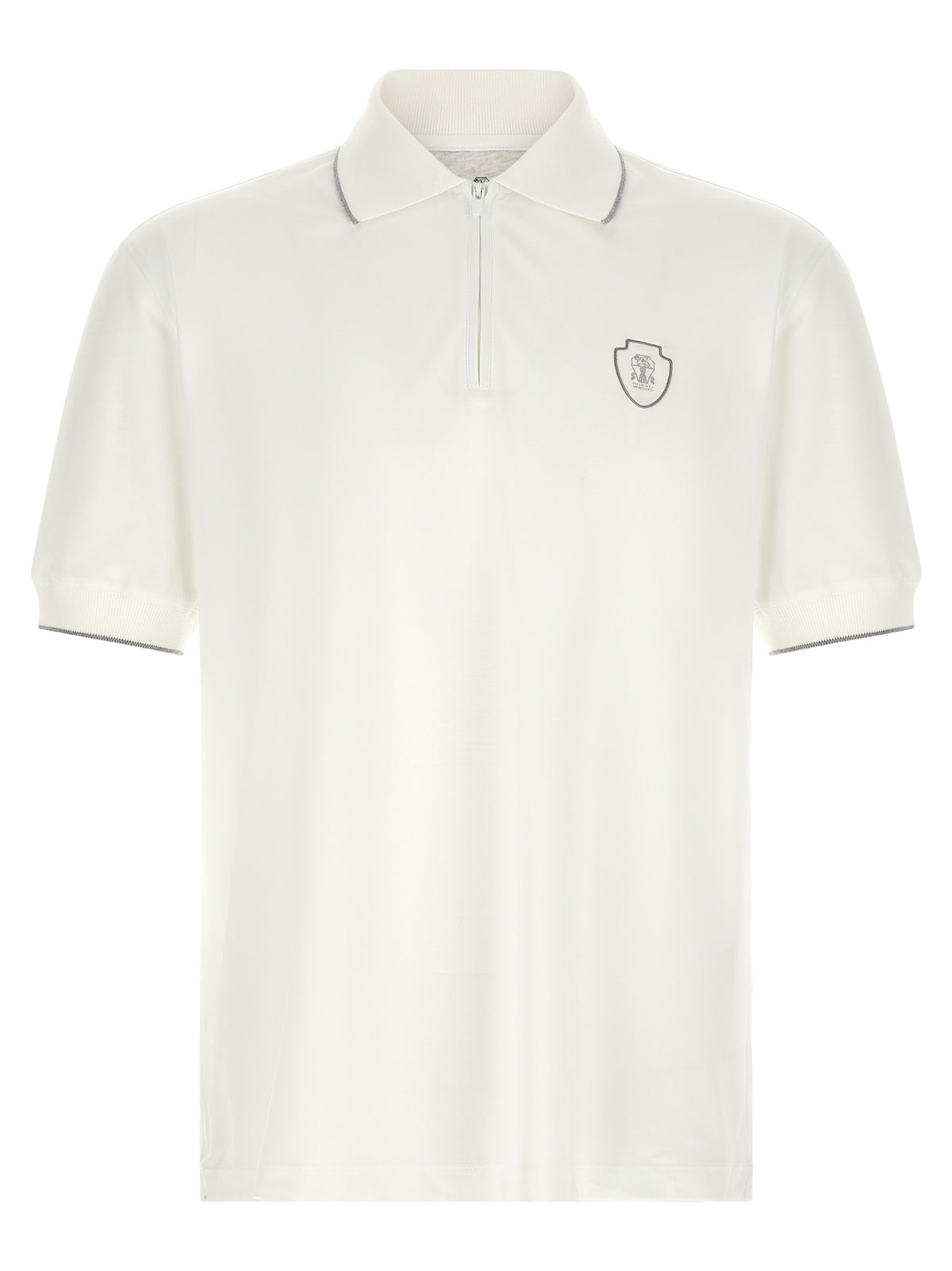 Experience the refined elegance of the Brunello Cucinelli White Polyamide Polo Shirt, crafted in Italy with luxurious materials for a sophisticated, timeless appeal.