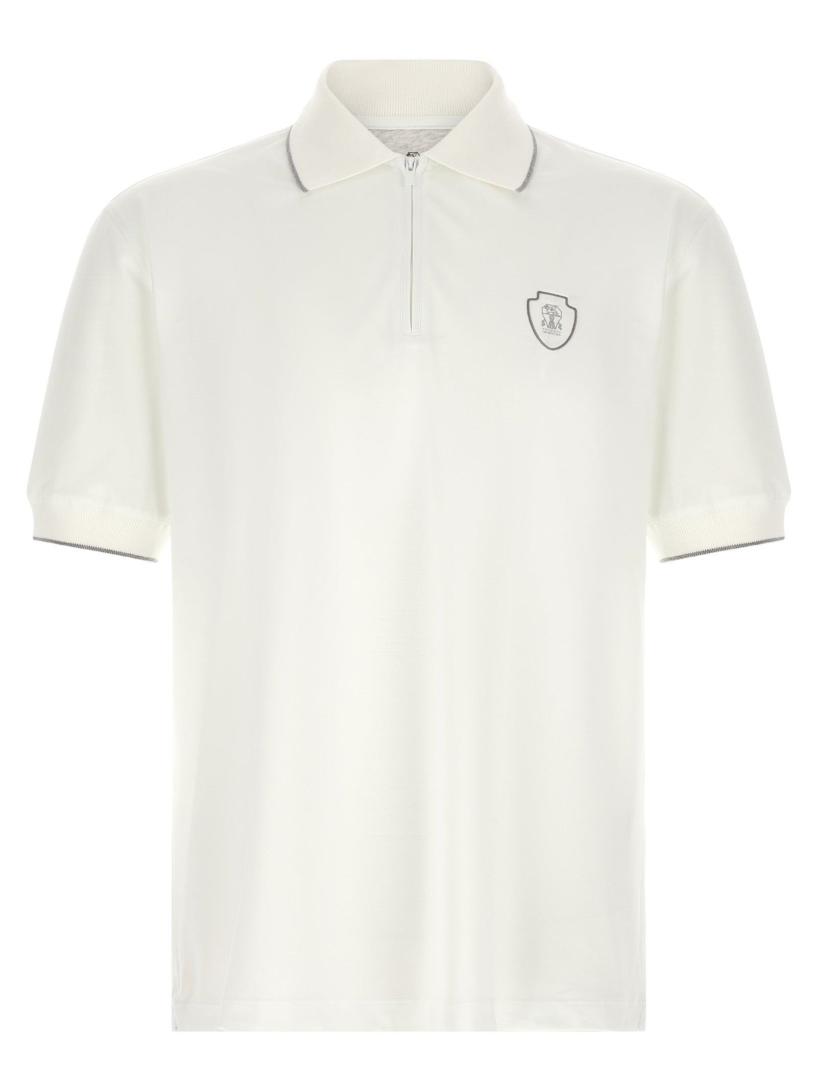 Brunello Cucinelli White Polyamide Polo Shirt - Artisanal Luxury