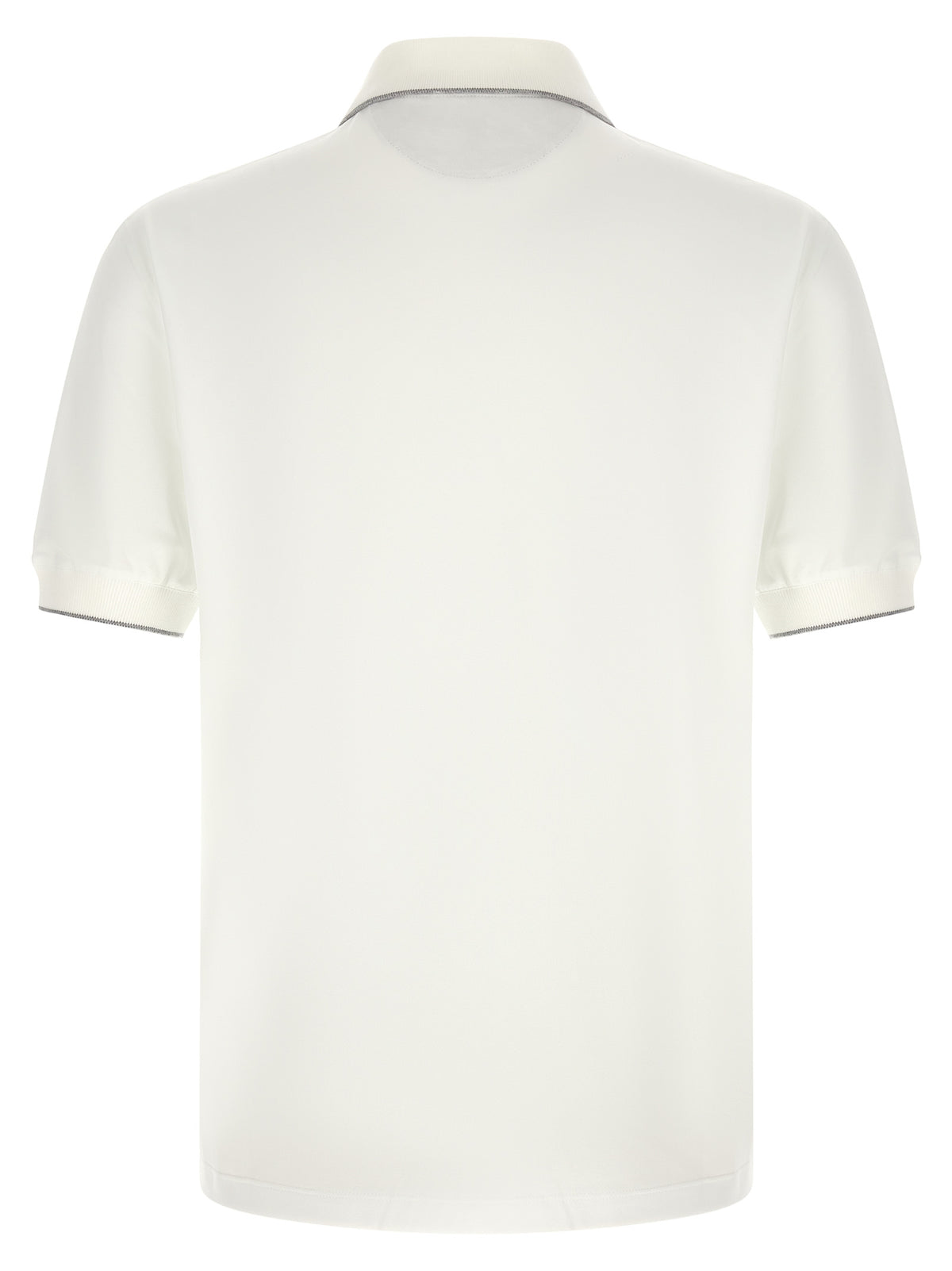 Discover the Brunello Cucinelli White Polyamide Polo Shirt, a masterpiece of artisanal luxury, blending exquisite craftsmanship with modern elegance for the discerning individual.