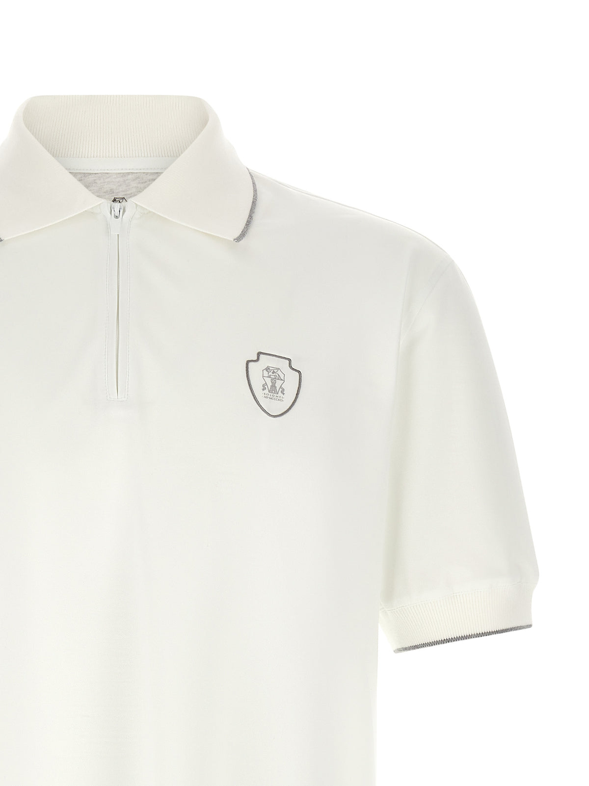 Elevate your wardrobe with the Brunello Cucinelli White Polyamide Polo Shirt, crafted in Italy with exquisite materials for a sophisticated, luxurious touch.