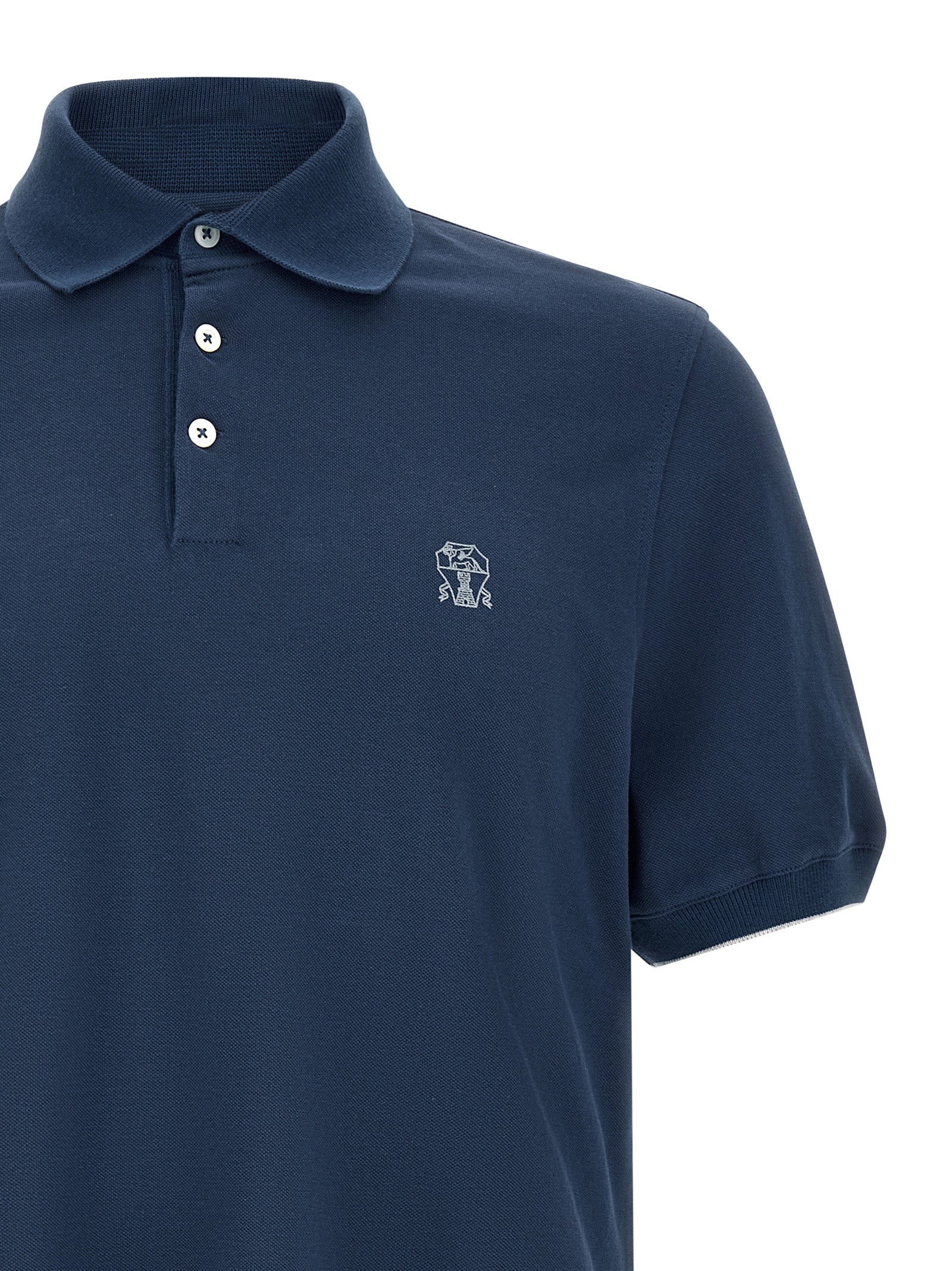 Brunello Cucinelli Blue Cotton Polo Shirt - Artisanal Luxury