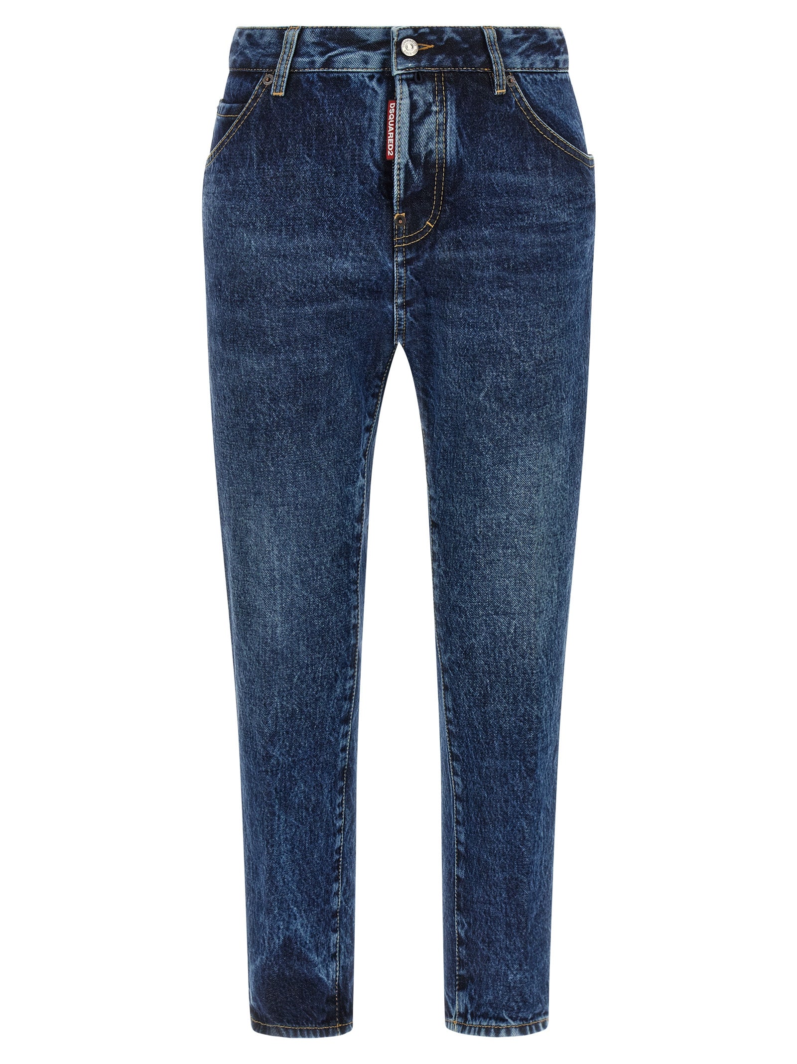 Dsquared² Blue Cotton Straight-Leg Jeans, Designer Couture Elegance