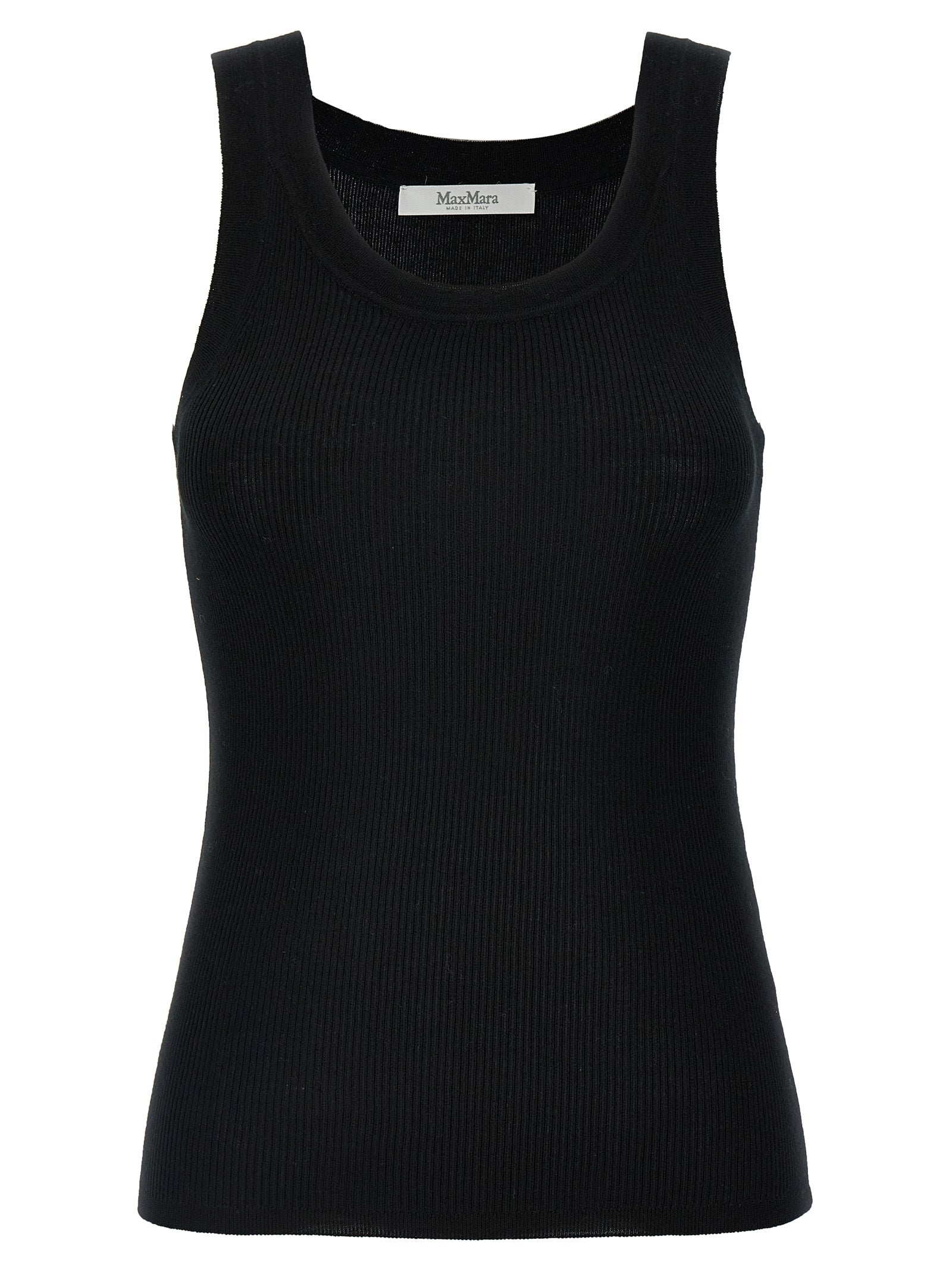 Max Mara Black Virgin Wool Sleeveless T-Shirt - Timeless Elegance
