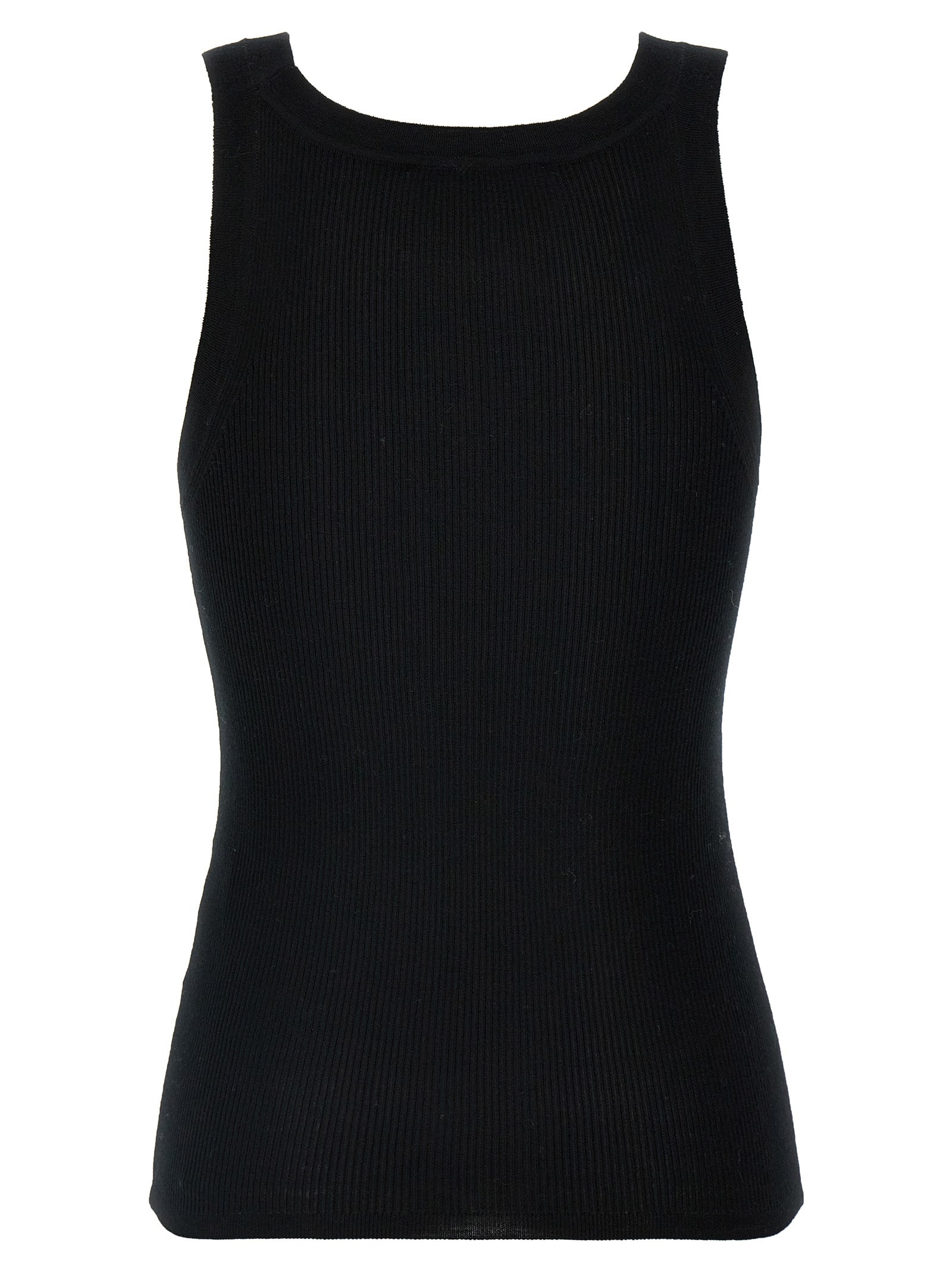 Max Mara Black Virgin Wool Sleeveless T-Shirt - Couture Elegance