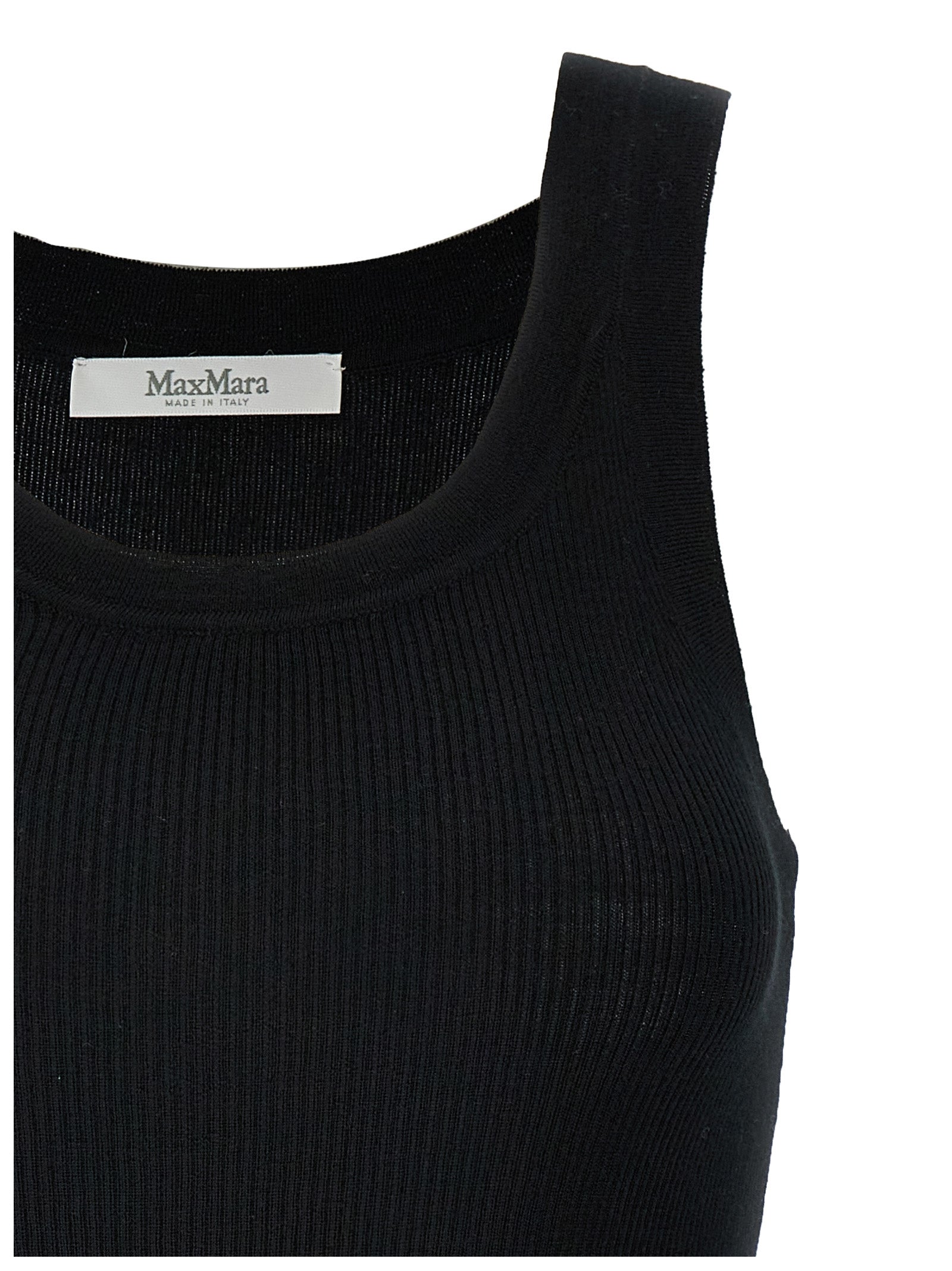 Max Mara Black Virgin Wool Sleeveless T-Shirt - Couture Elegance