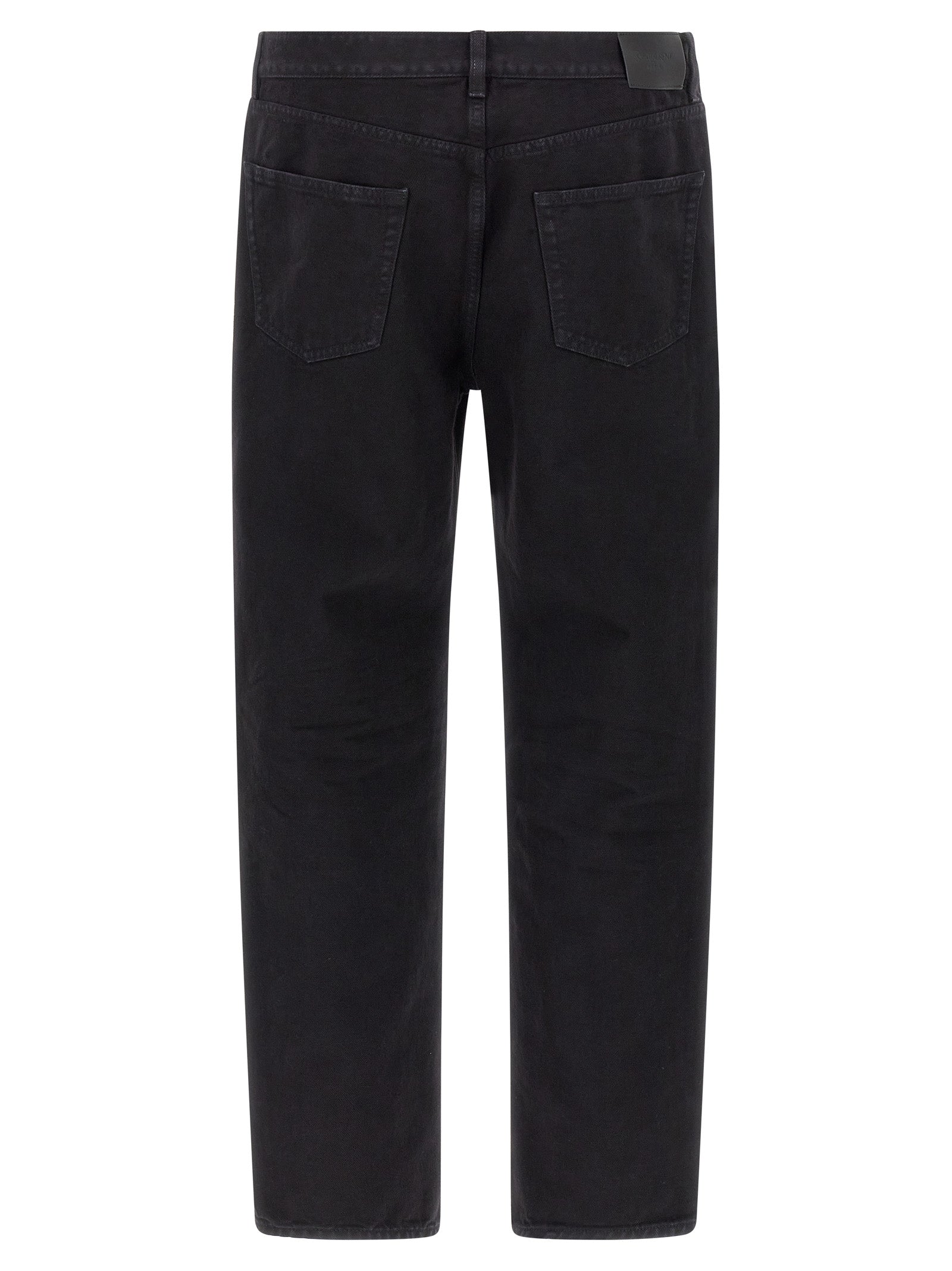 Indulge in the exquisite craftsmanship of Saint Laurent's Black Cotton Straight-Leg Jeans, where timeless elegance meets unparalleled comfort for the discerning individual.