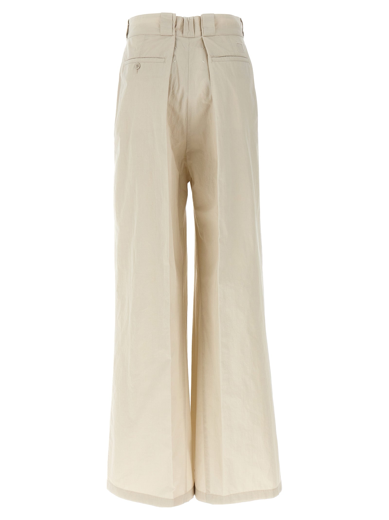Indulge in the artisanal elegance of Maison Margiela's Beige Cotton Casual Pants, crafted in Italy for a timeless, luxurious wardrobe essential that exudes sophistication.