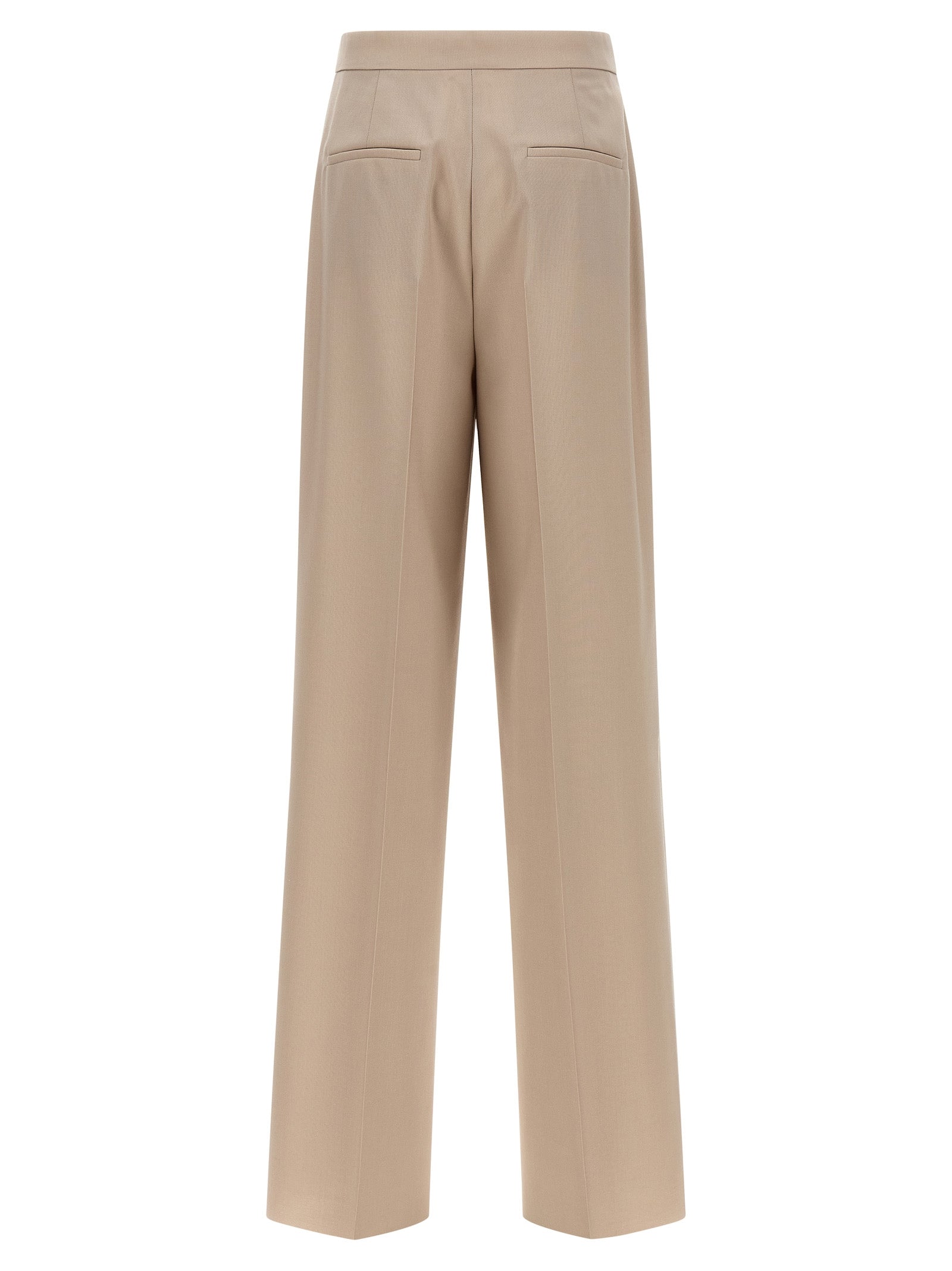 Elevate your wardrobe with Max Mara's Beige Virgin Wool Dress Pants, a luxurious blend of virgin wool, mohair, and silk, embodying timeless elegance and sophistication.