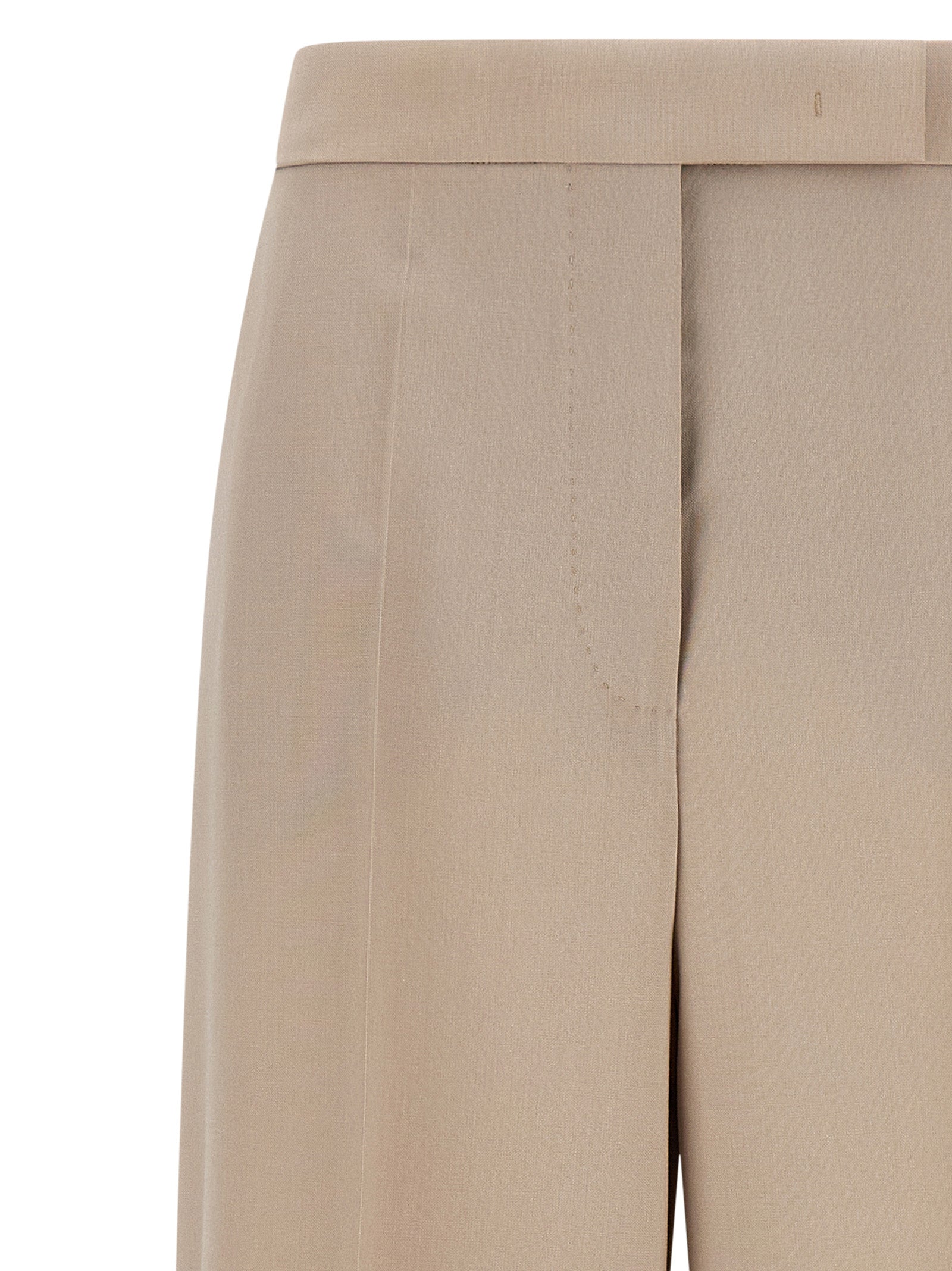 Experience the allure of Max Mara's Beige Virgin Wool Dress Pants, a luxurious blend of virgin wool, mohair, and silk, embodying timeless elegance and sophistication.